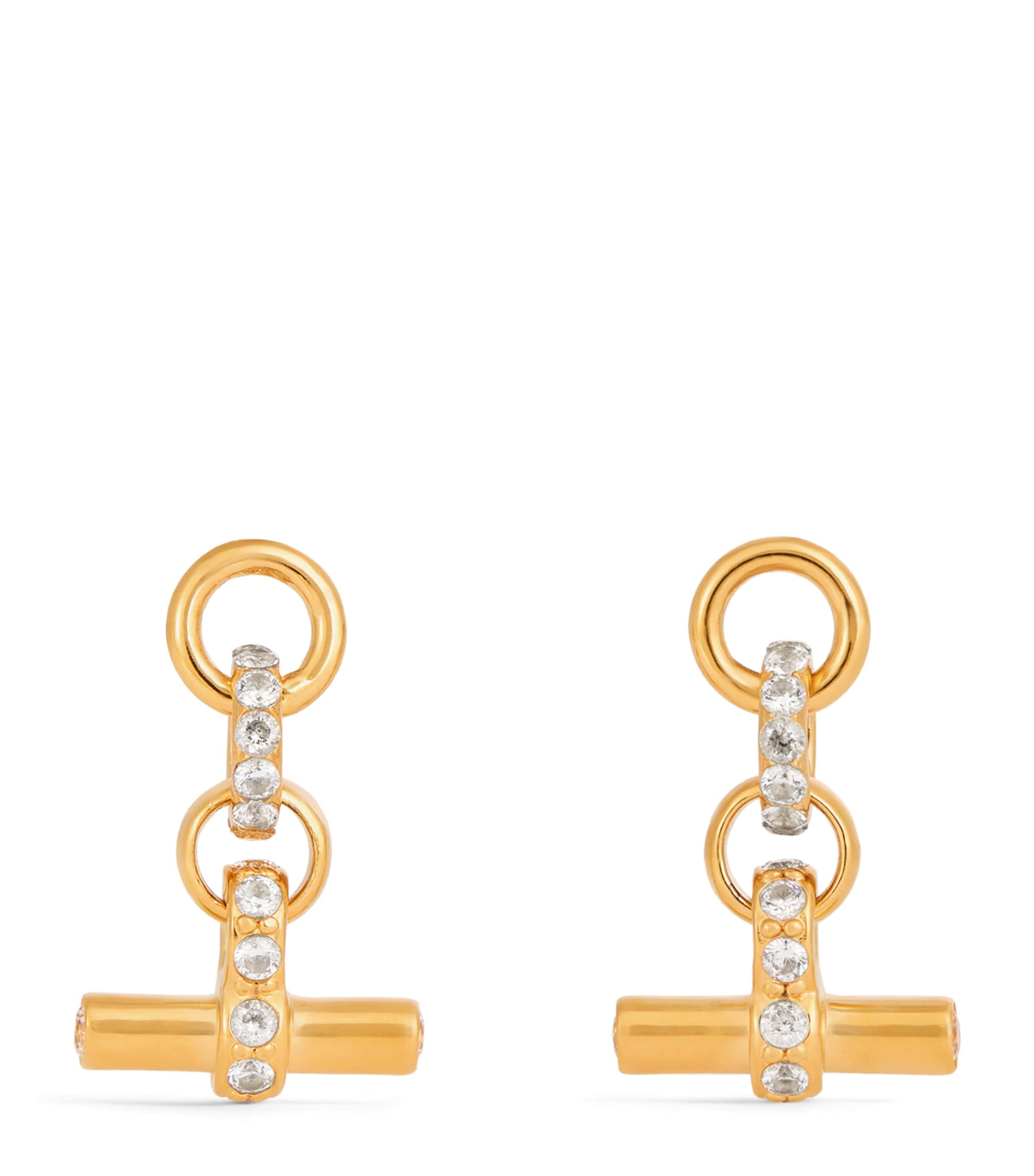 Tilly Sveaas Women's Jewelled Gold T Bar Drop Earrings In Gold