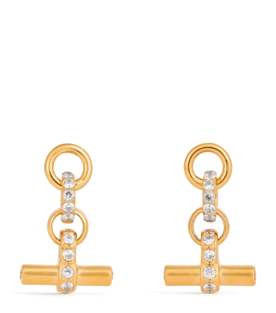 Gold-Plated Crystal T-Bar Earrings GOLD Image 1