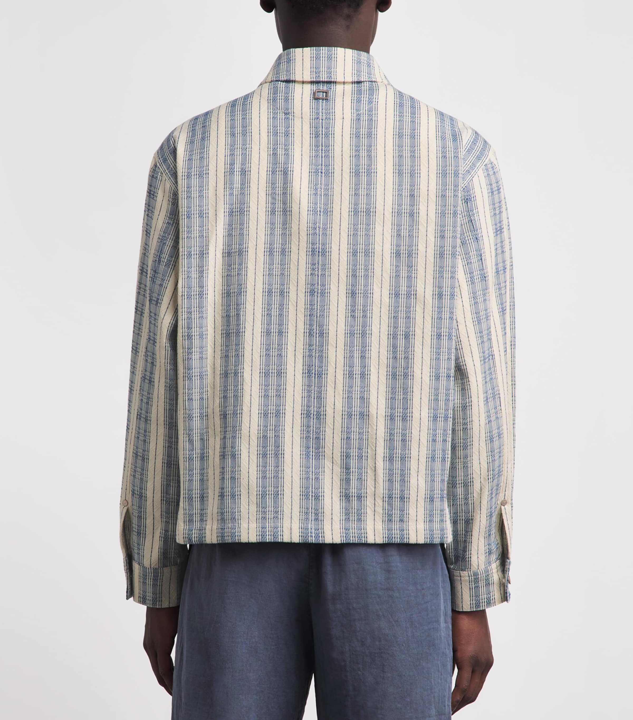 Wooyoungmi Mens Cotton Textured Stripe Shirt White Image 5