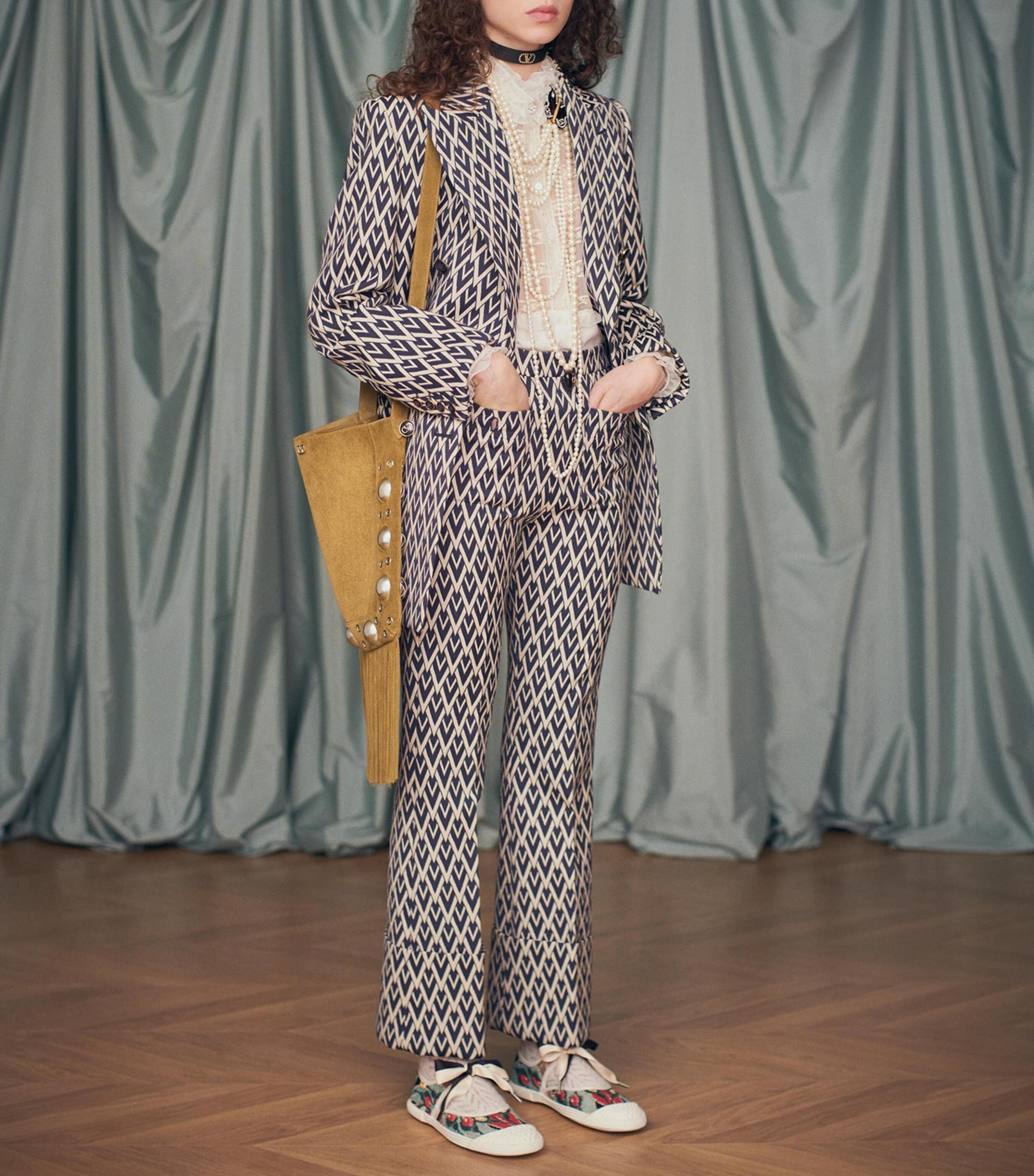 Valentino Wool Jacquard Trousers | Harrods UK
