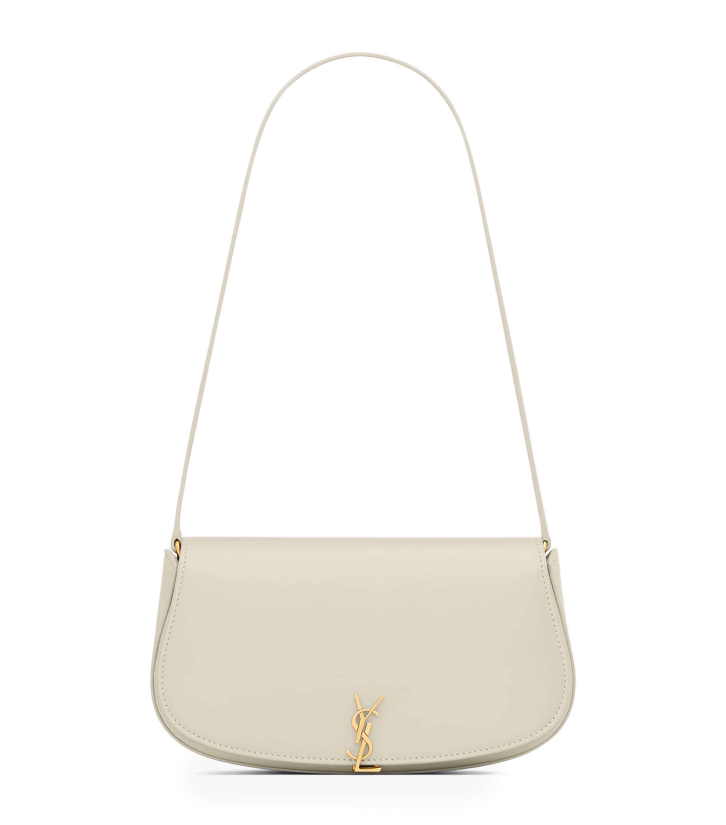 Saint Laurent Leather Voltaire Shoulder Bag In White