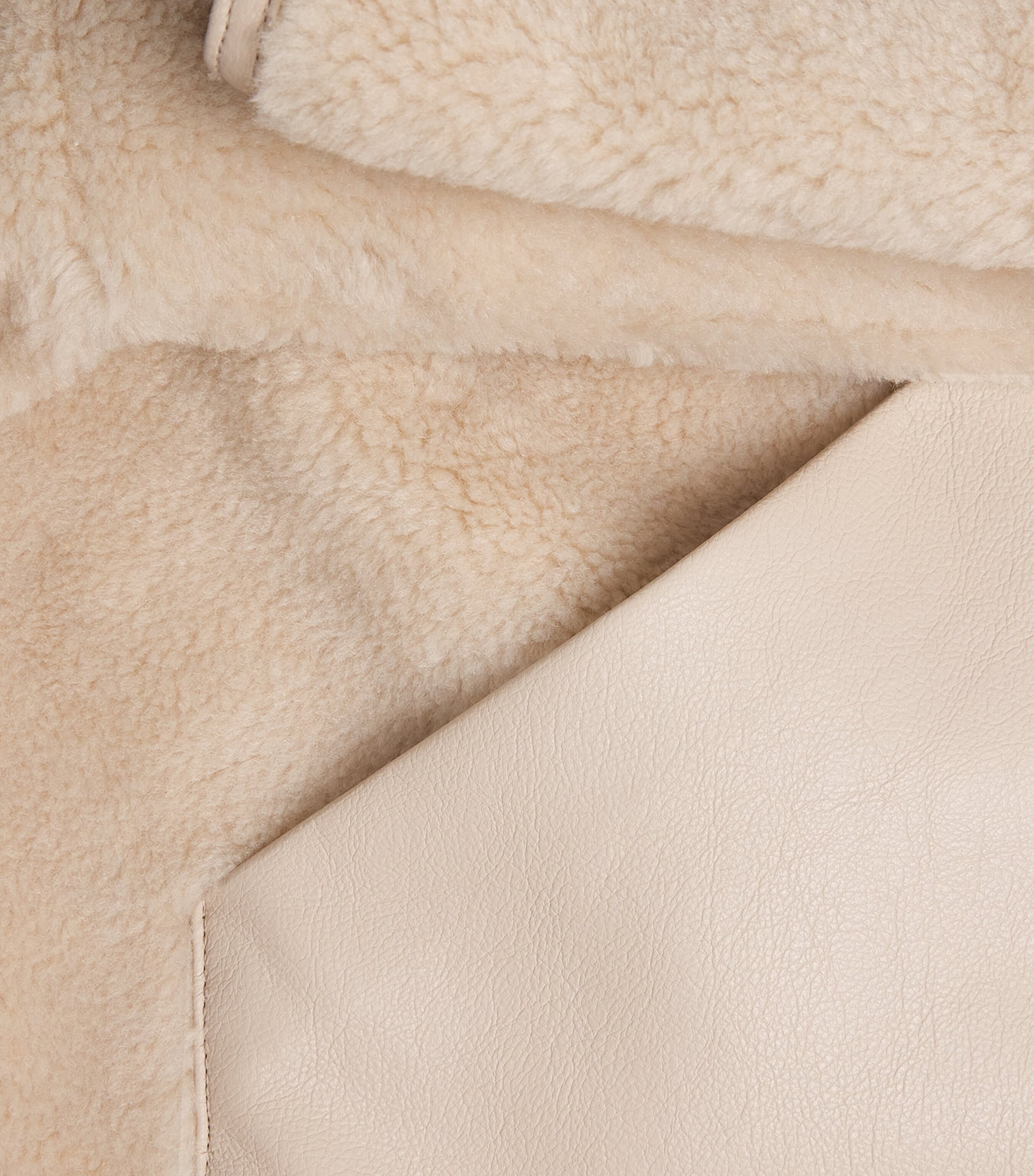 Faux Leather-Shearling Biker Jacket BEIGE Image 5