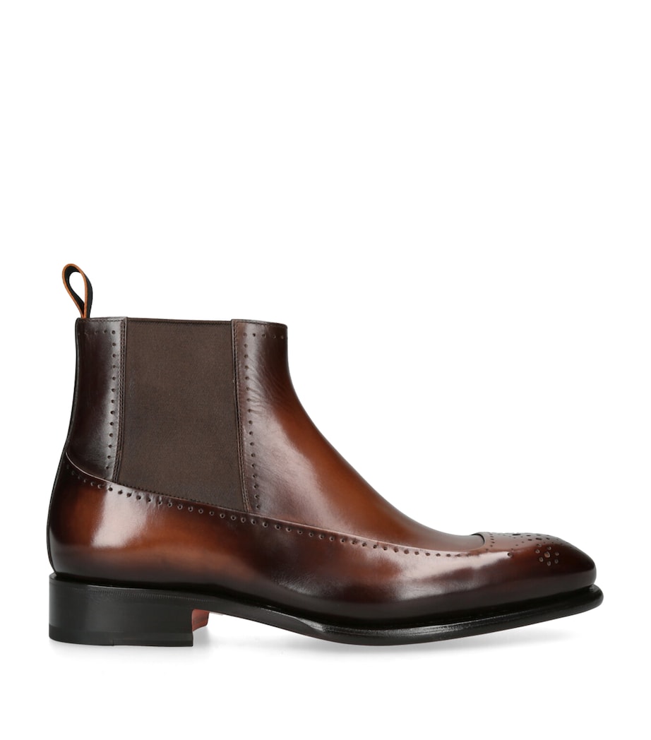 Leather Carter Punch Chelsea Boots DARK BROWN Image 1