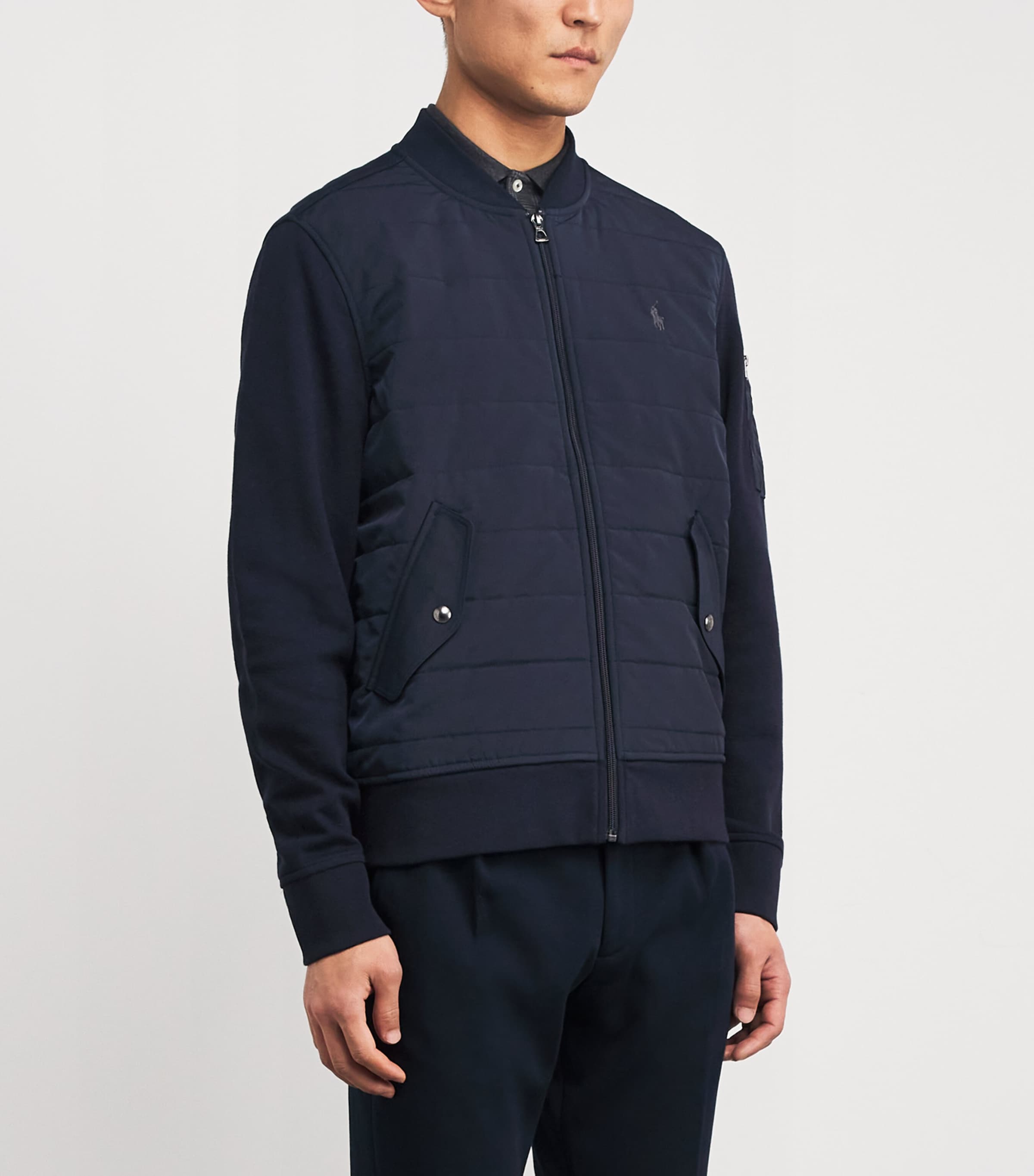 Cotton-Blend Hybrid Bomber Jacket AVIATOR NAVY Image 3