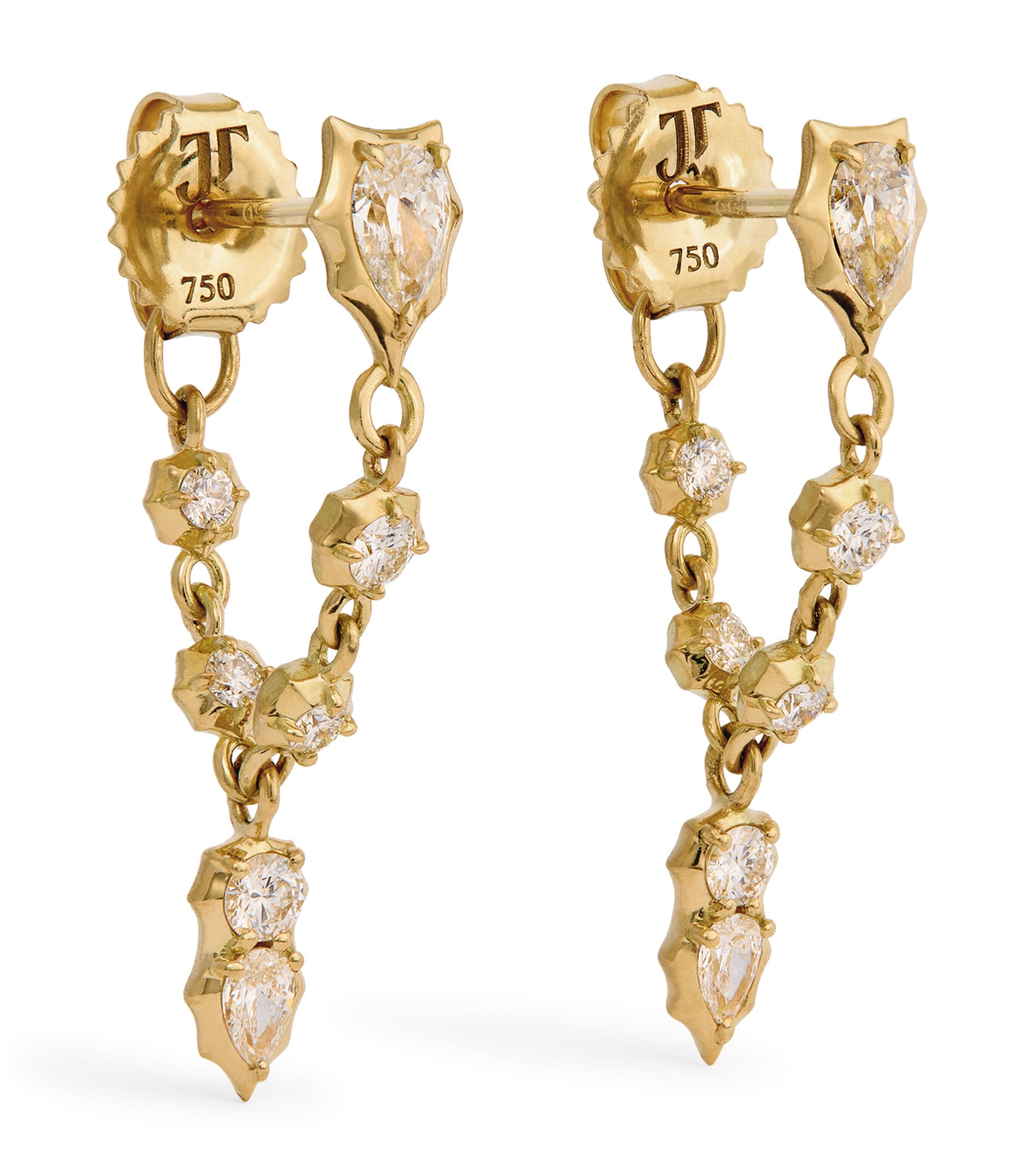 Jade Trau Yellow Gold and Diamond Posey Loop Earrings Yellow Gold Image 1