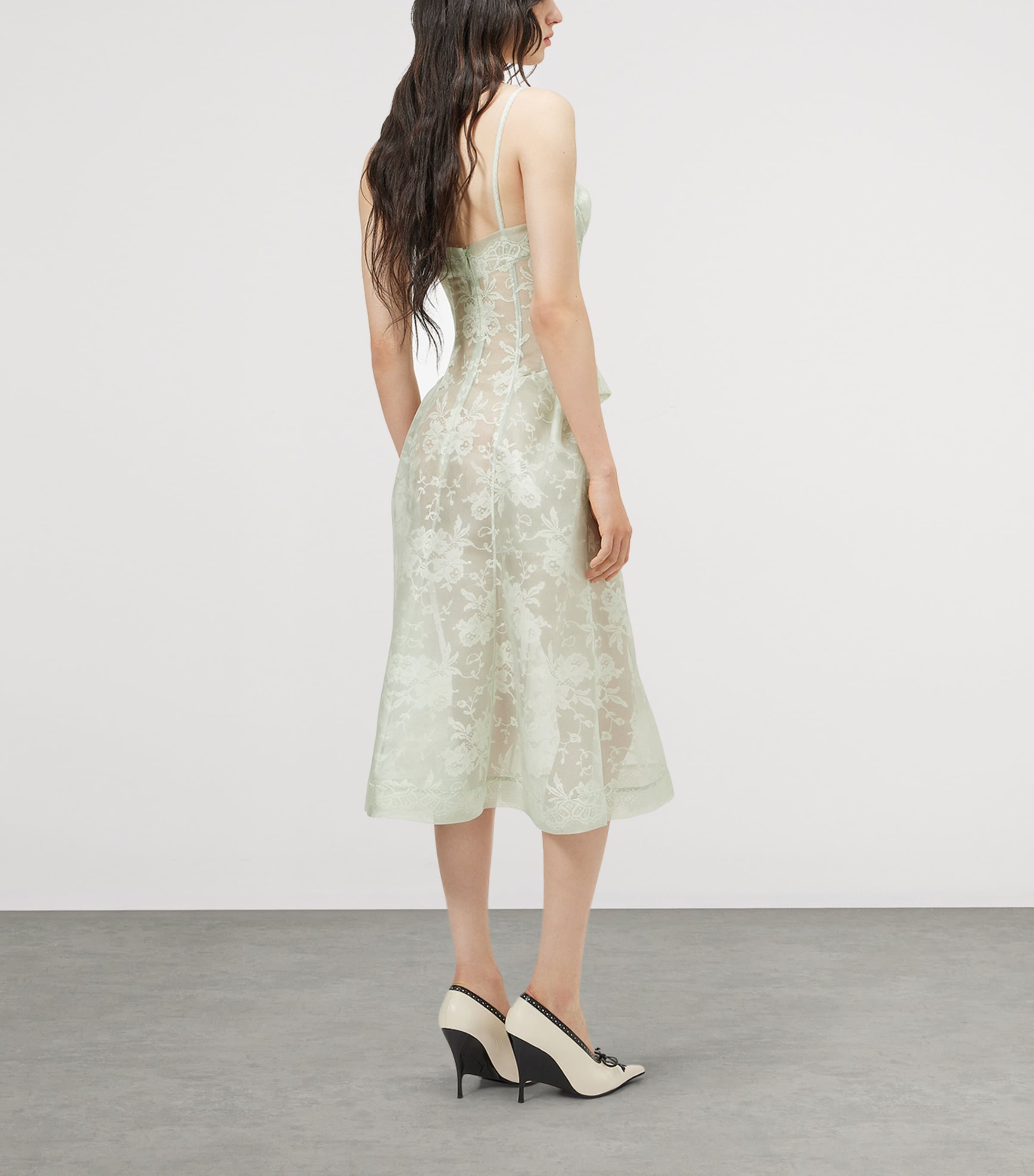 McQueen Womens Silk Lace Floral Midi Dress Image 3