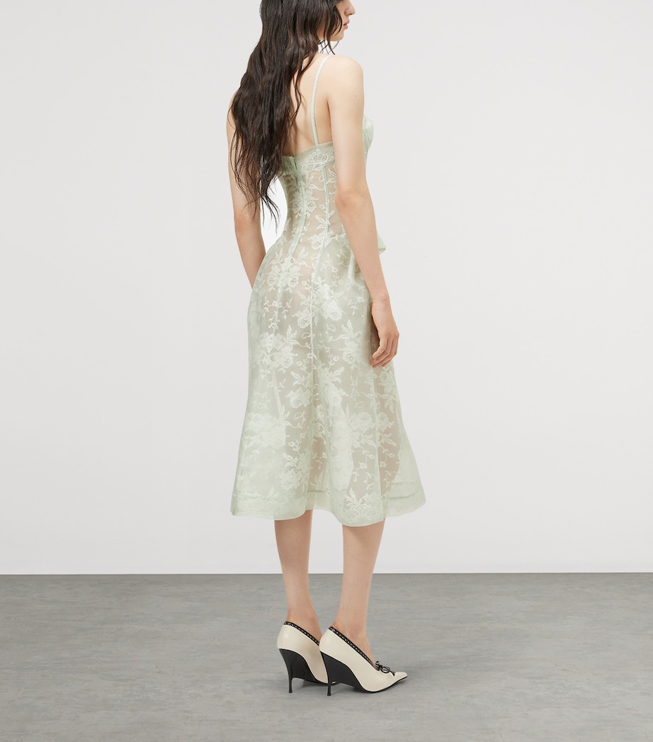 McQueen Womens Silk Lace Floral Midi Dress Image 3