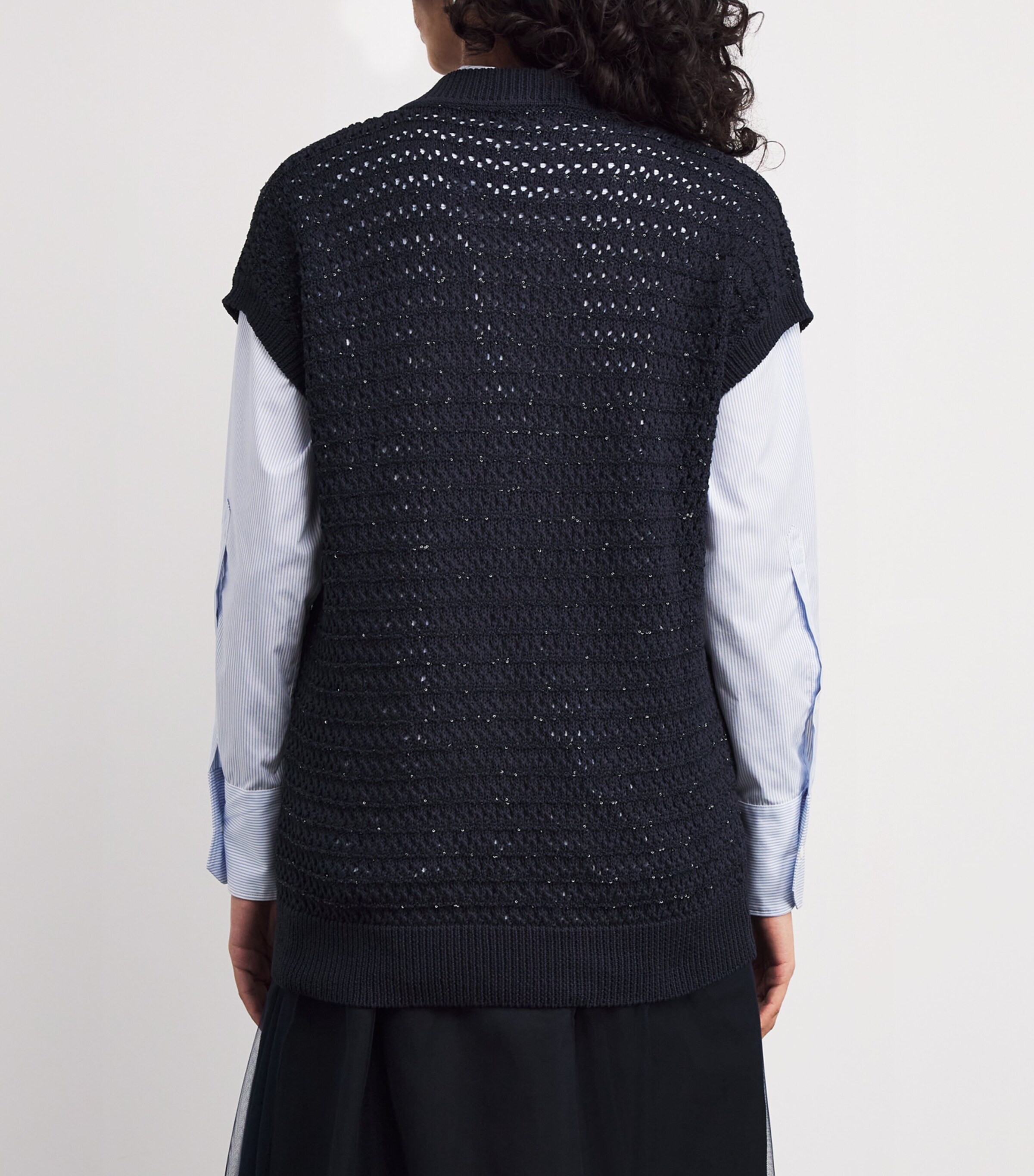 Cotton-Blend Sequinned Sweater 5146 BLU NOTTE Image 4