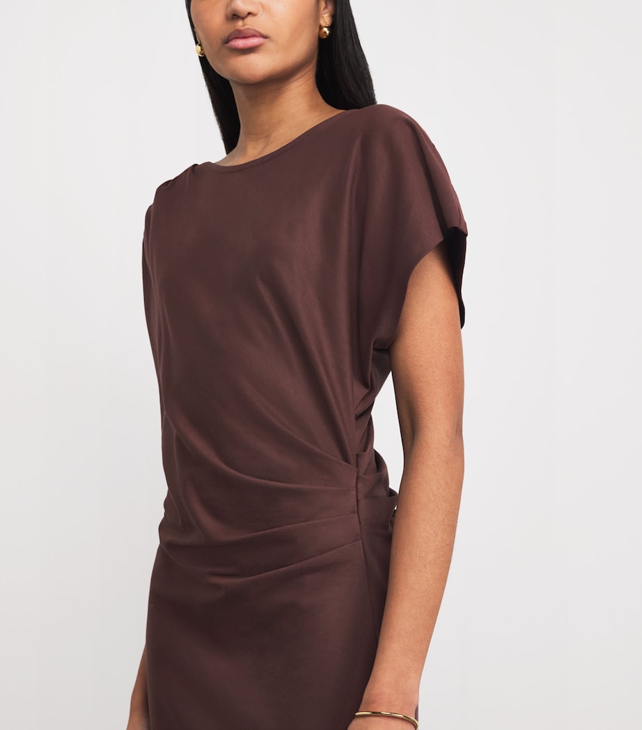Yves Salomon Womens Cotton-Silk Asymmetric Midi Dress Image 3