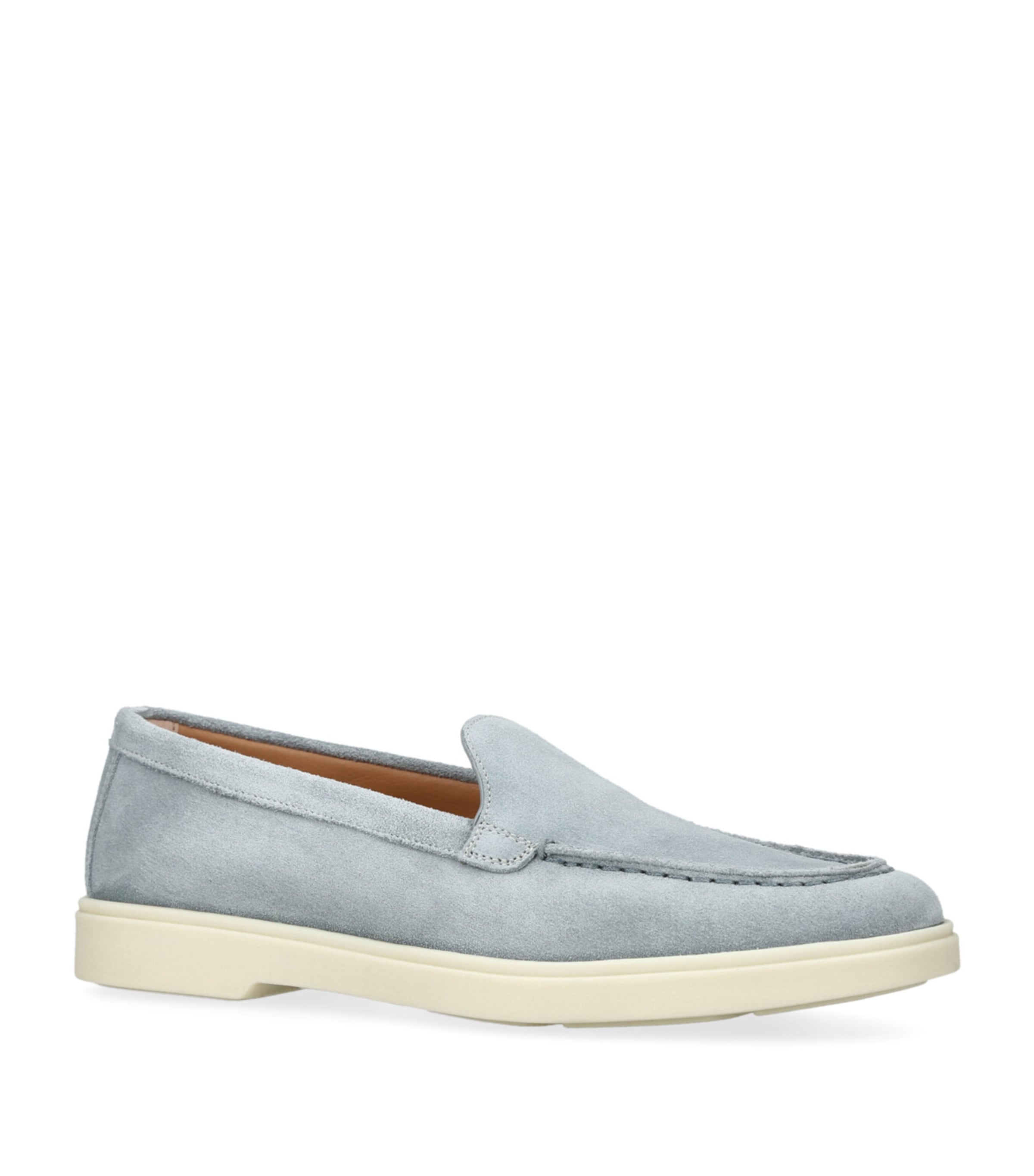 Santoni Suede Detroit Loafers Pale Blue Image 3