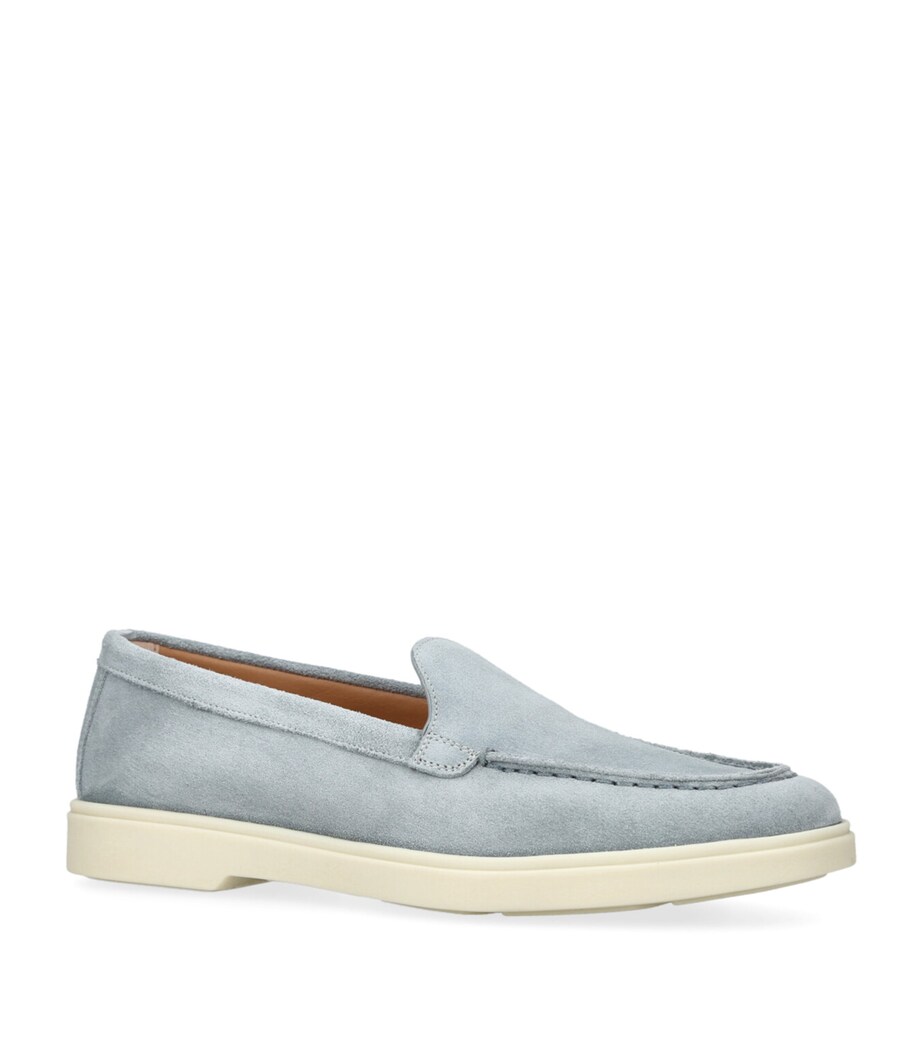 Santoni Suede Detroit Loafers Pale Blue Image 3