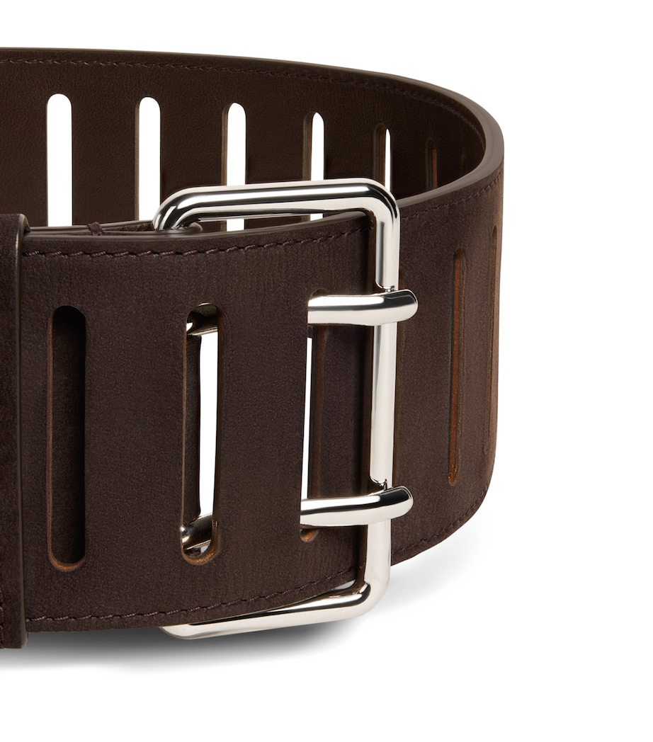 Alaïa Leather Rectangular Buckle Belt Dark Brown Image 3