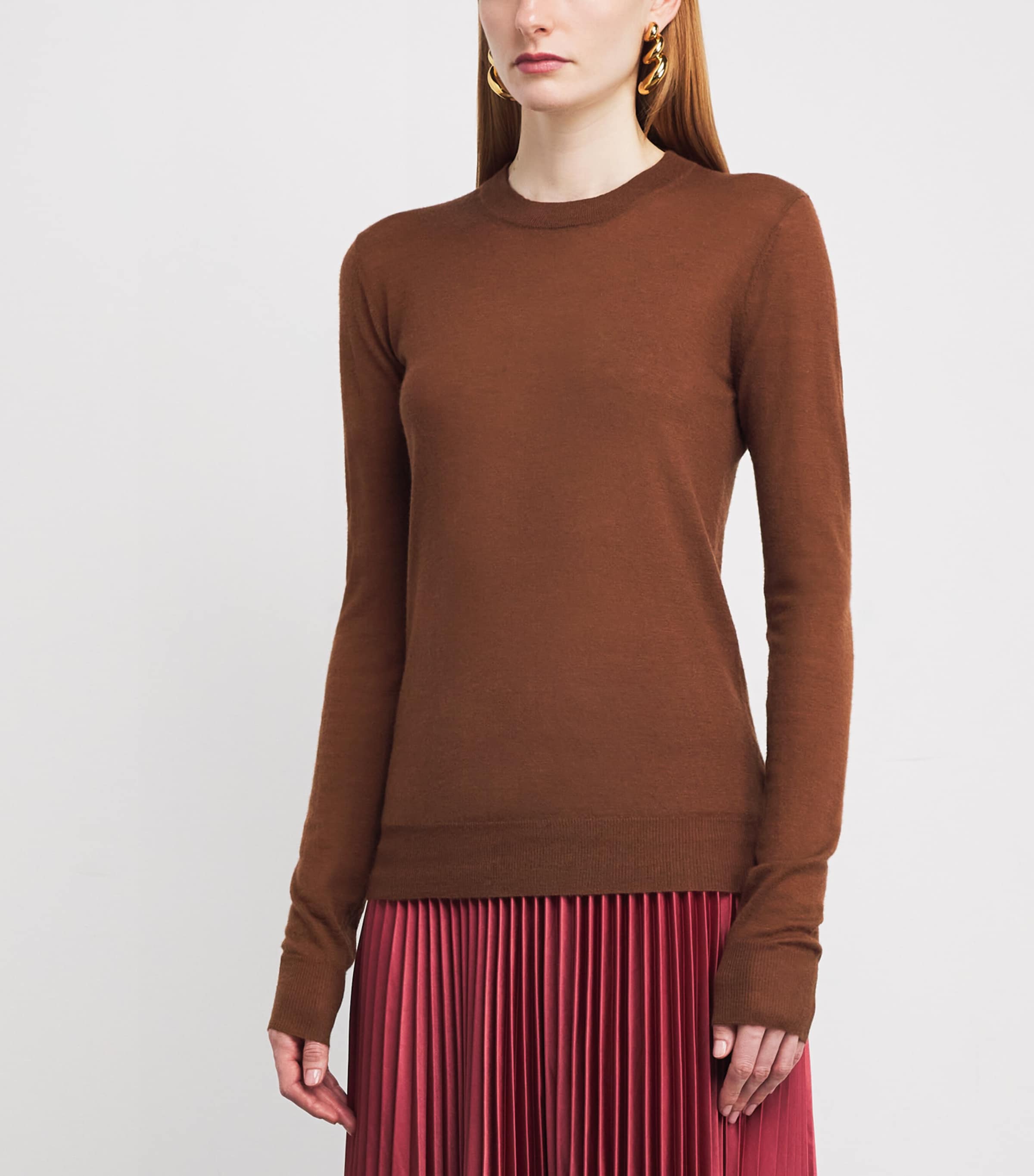 Cashmere Round-Neck Sweater CINNAMON Image 3