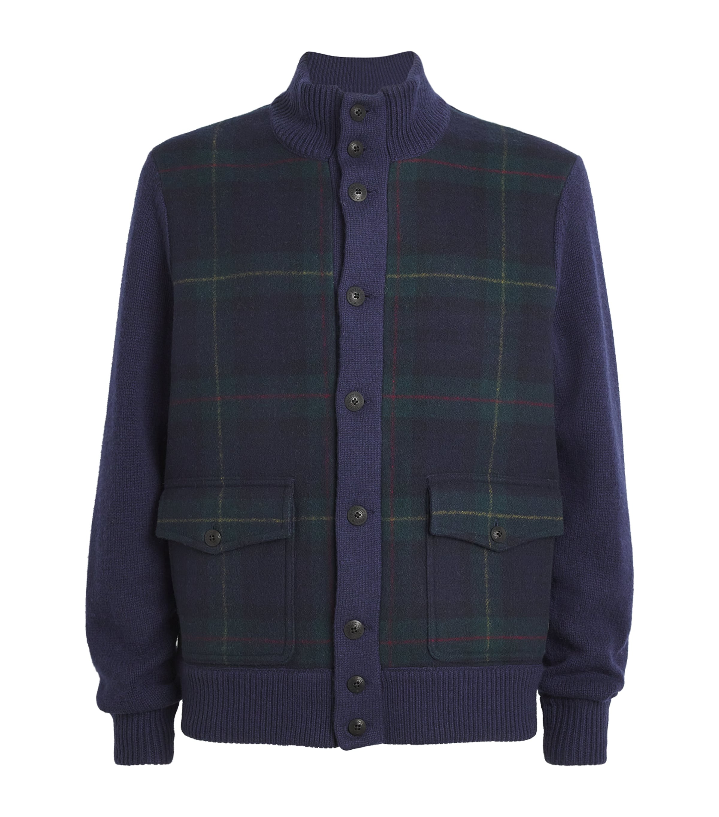 POLO RALPH LAUREN / Wool Tartan Cardigan/ジャケット/XS/ウール/NVY/チェック Polo Ralph Lauren Blue Wool Tartan Cardigan | Harrods US