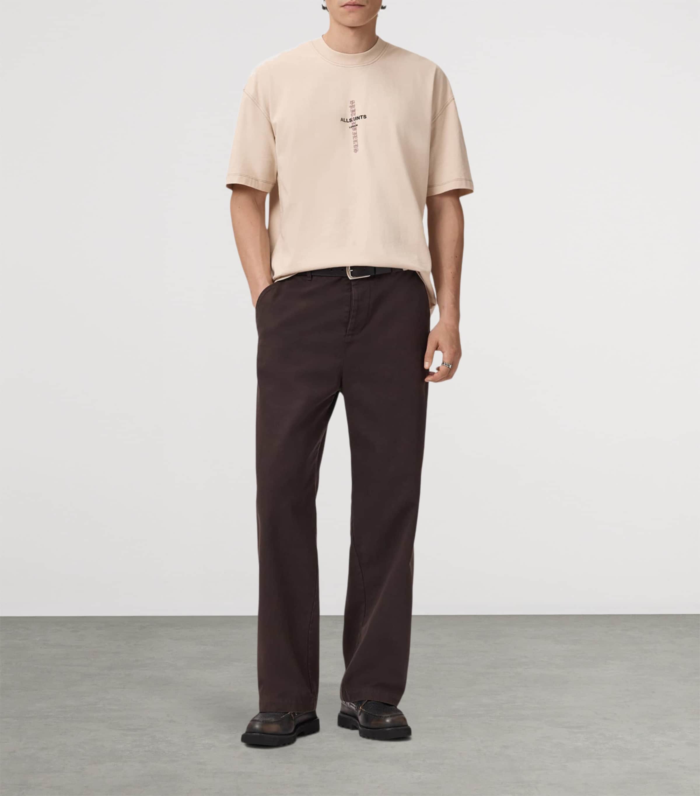 AllSaints Mens Organic Cotton Knox T-Shirt Phantom White Image 2