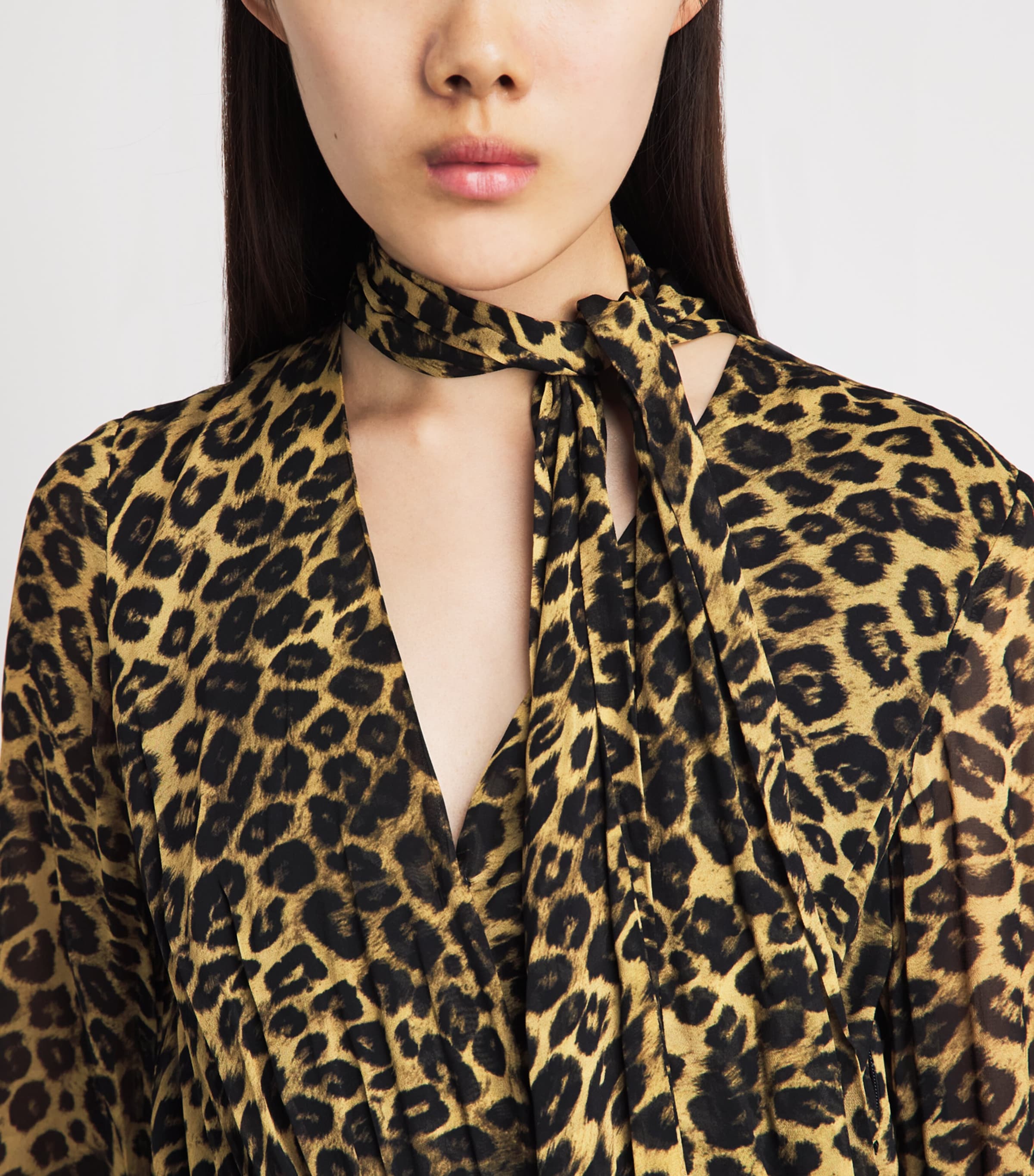 Toccin Womens Chiffon Leopard Jane Midi Dress Leopard Image 3