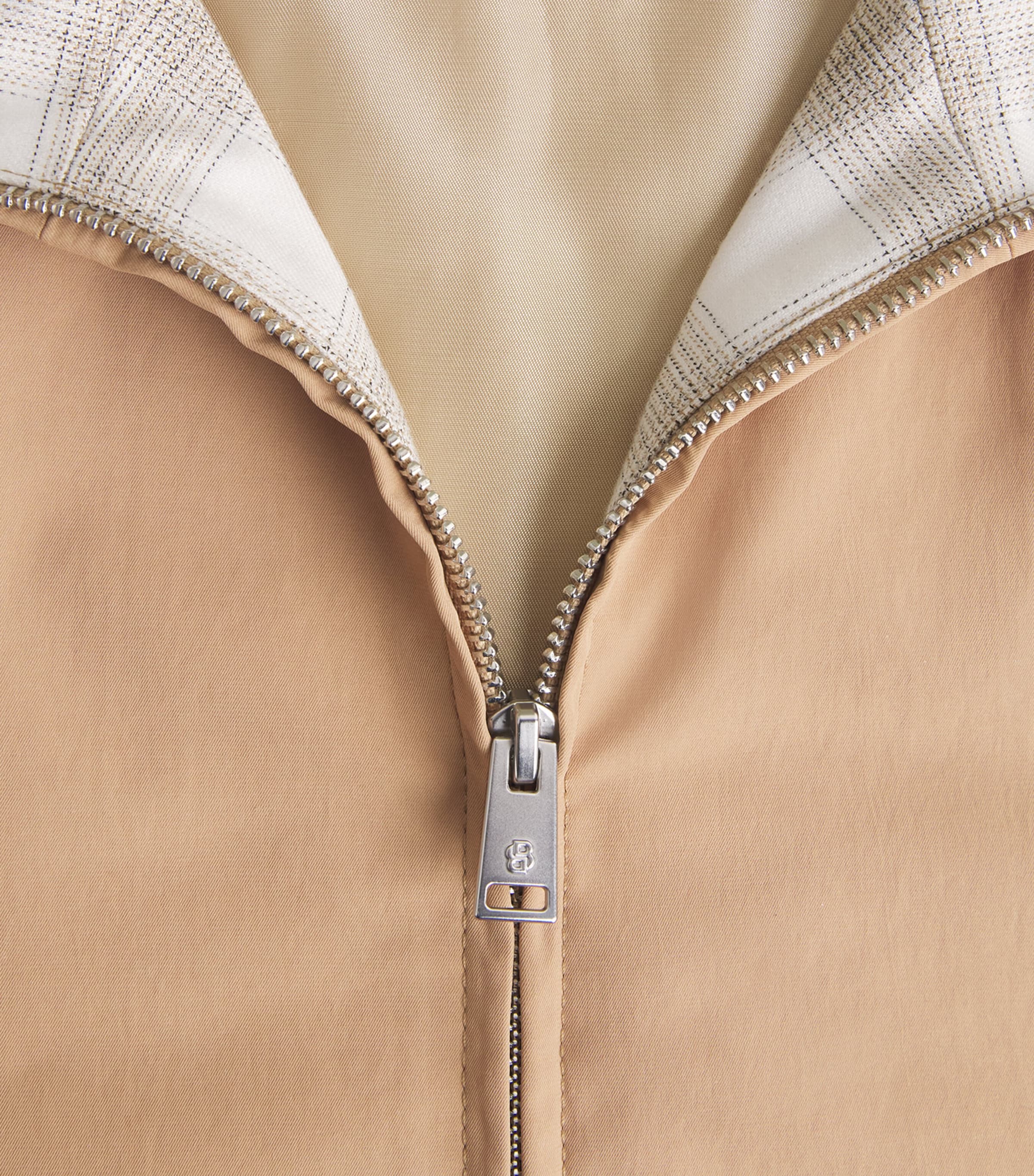BOSS Mens Check-Lined Water-Repellent Jacket Medium Beige Image 6