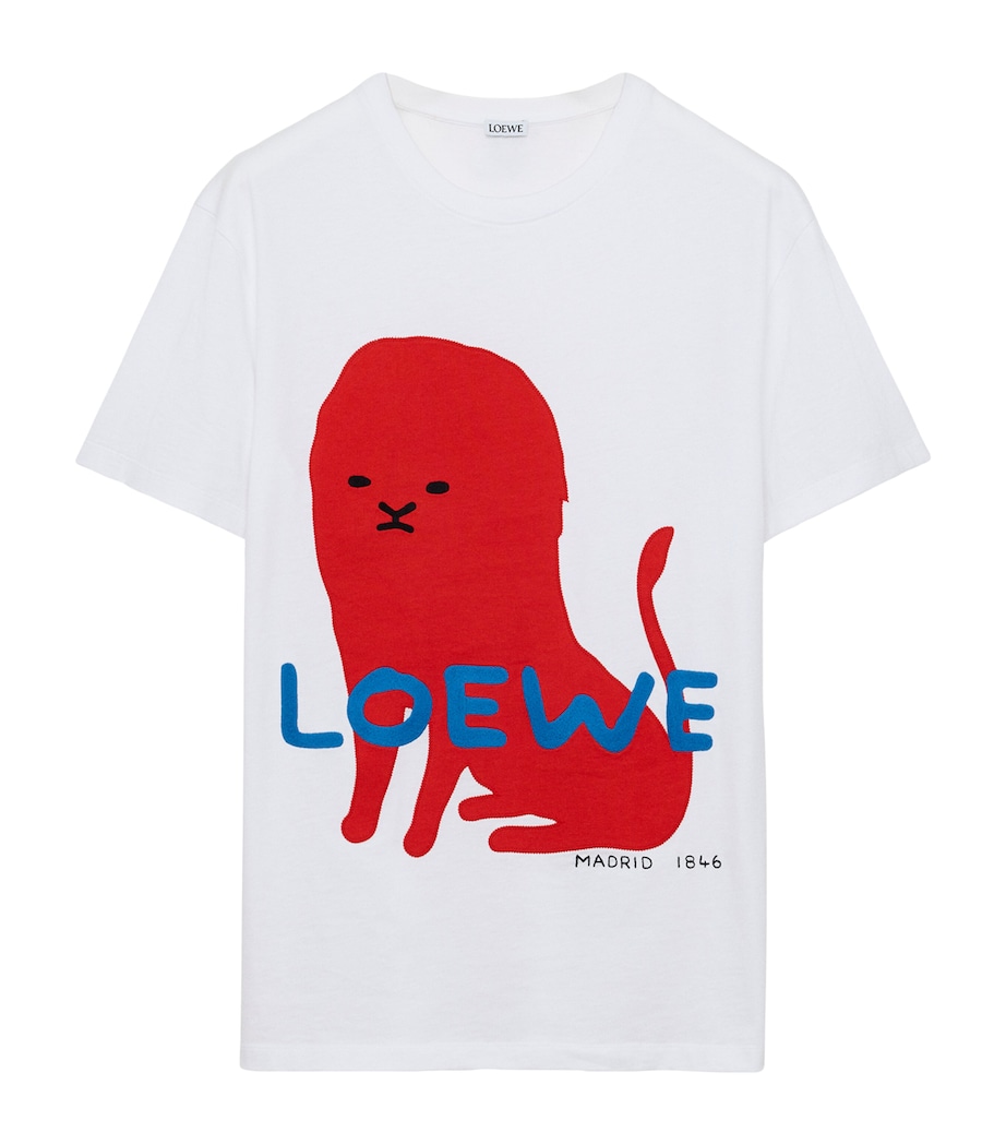 LOEWE Womens Cotton-Blend Printed T-Shirt White Image 1