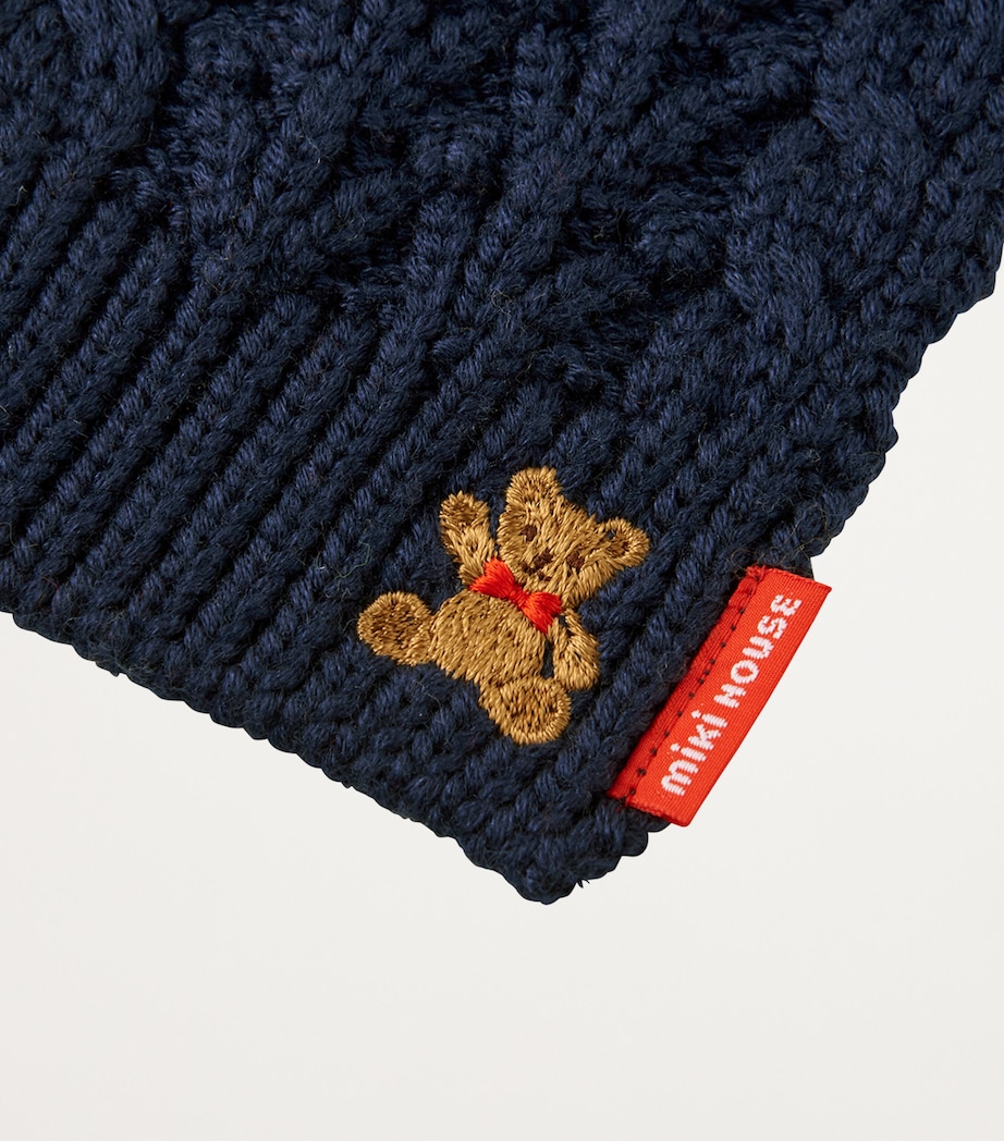 Cable-Knit Bear-Embroidered Scarf 3 Image 4