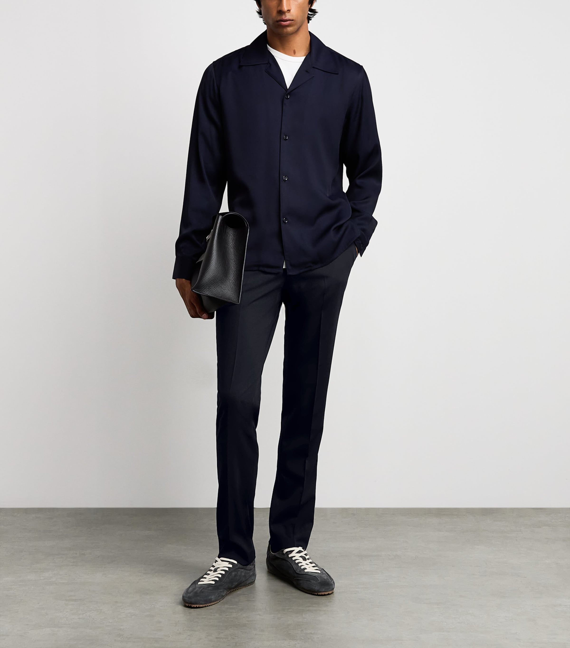 Sandro Paris Mens Virgin Wool Straight Trousers Navy Blue Image 2