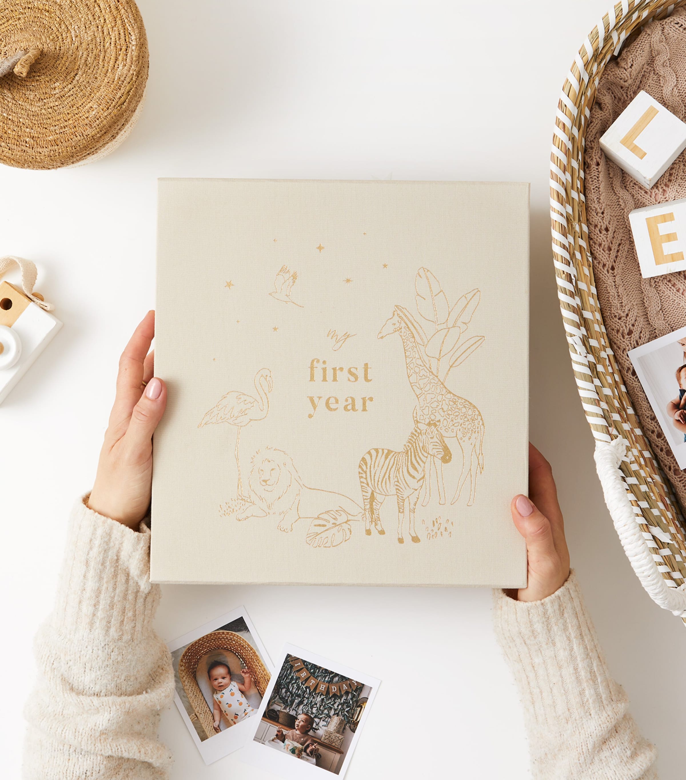 Safari Baby Photo Album IVORY/BEIGE, GOLD Image 4