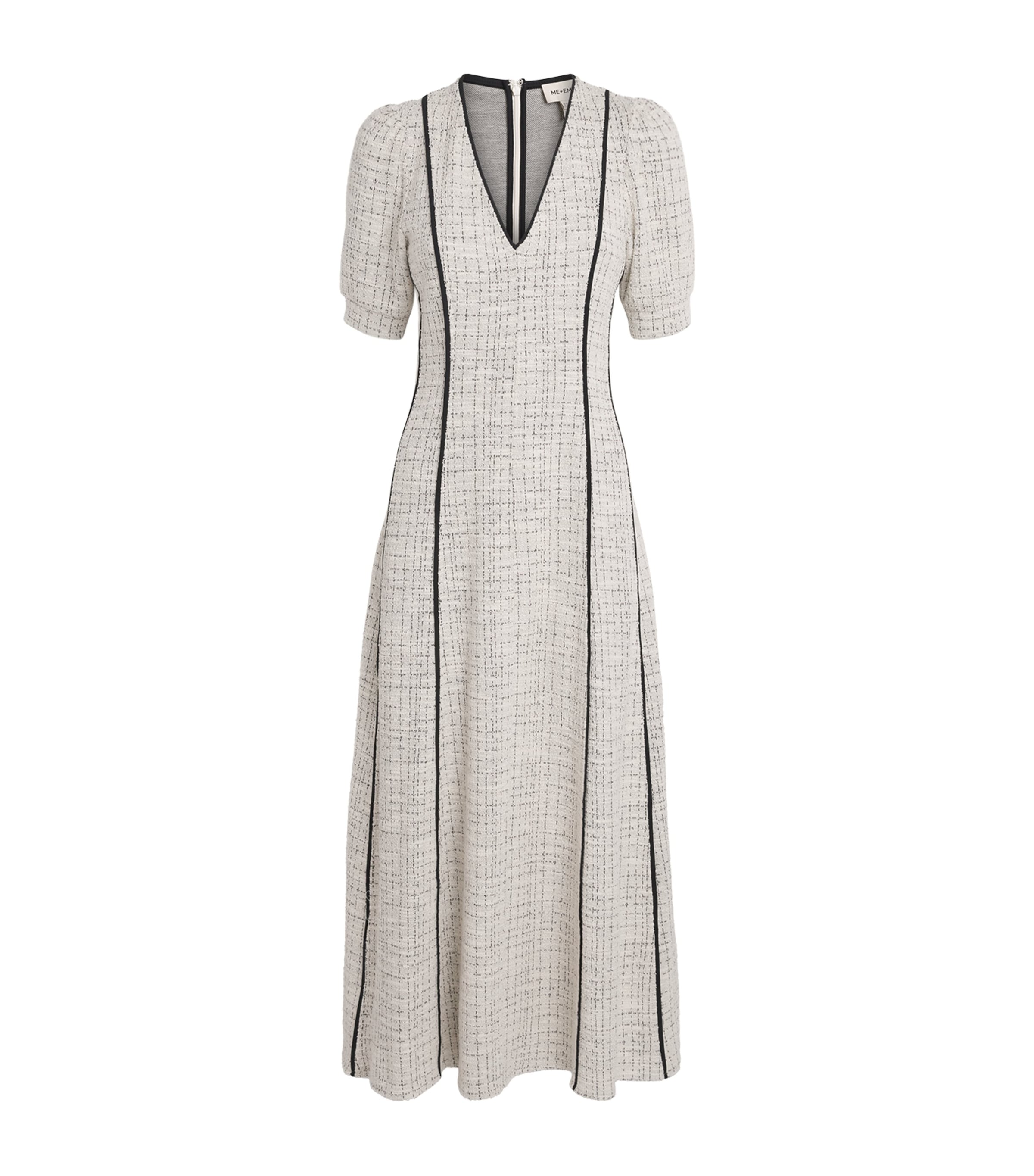 ME+EM Womens Tweed Fit-and-Flare Maxi Dress Cream Image 1