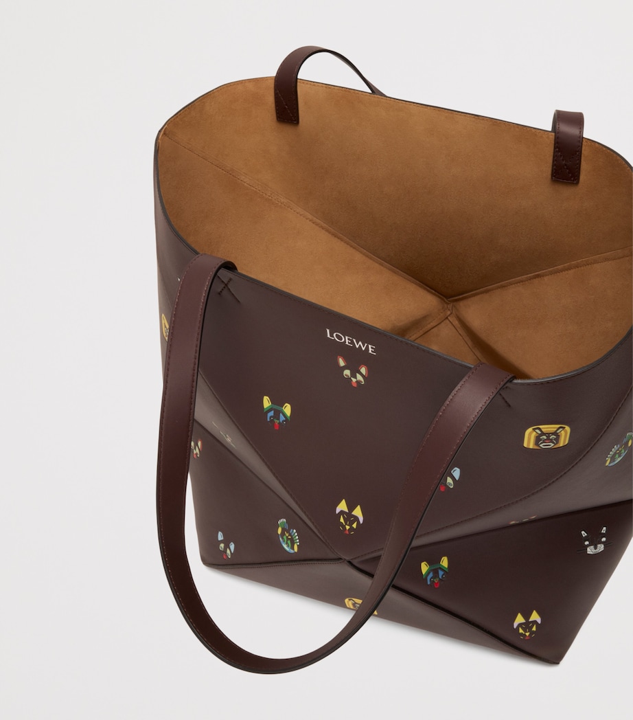 x Louis Wain XL Calfskin Puzzle Fold Tote Bag BROWN Image 9