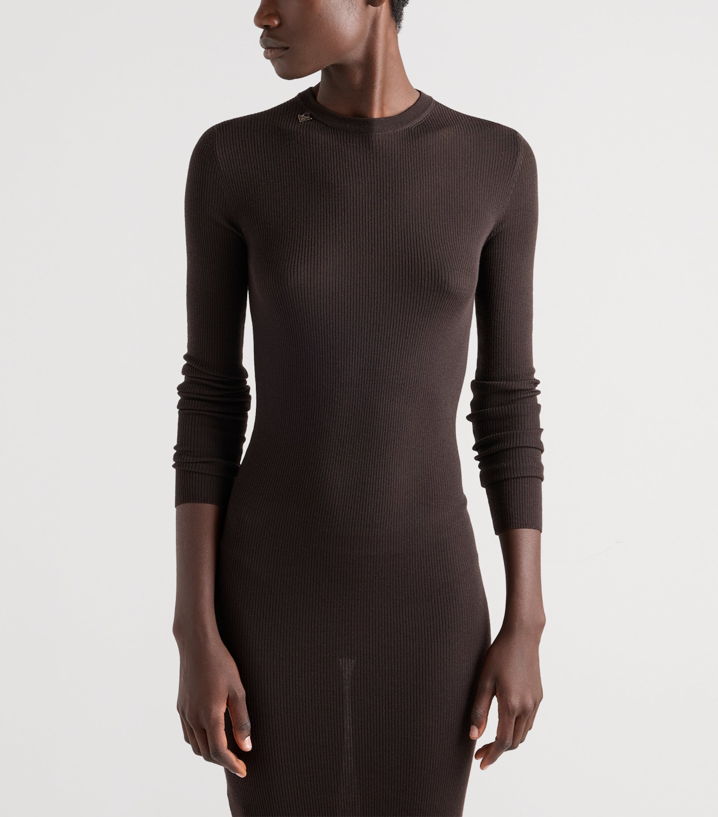 Prada Womens Wool Triangle Charm Midi Dress Image 3