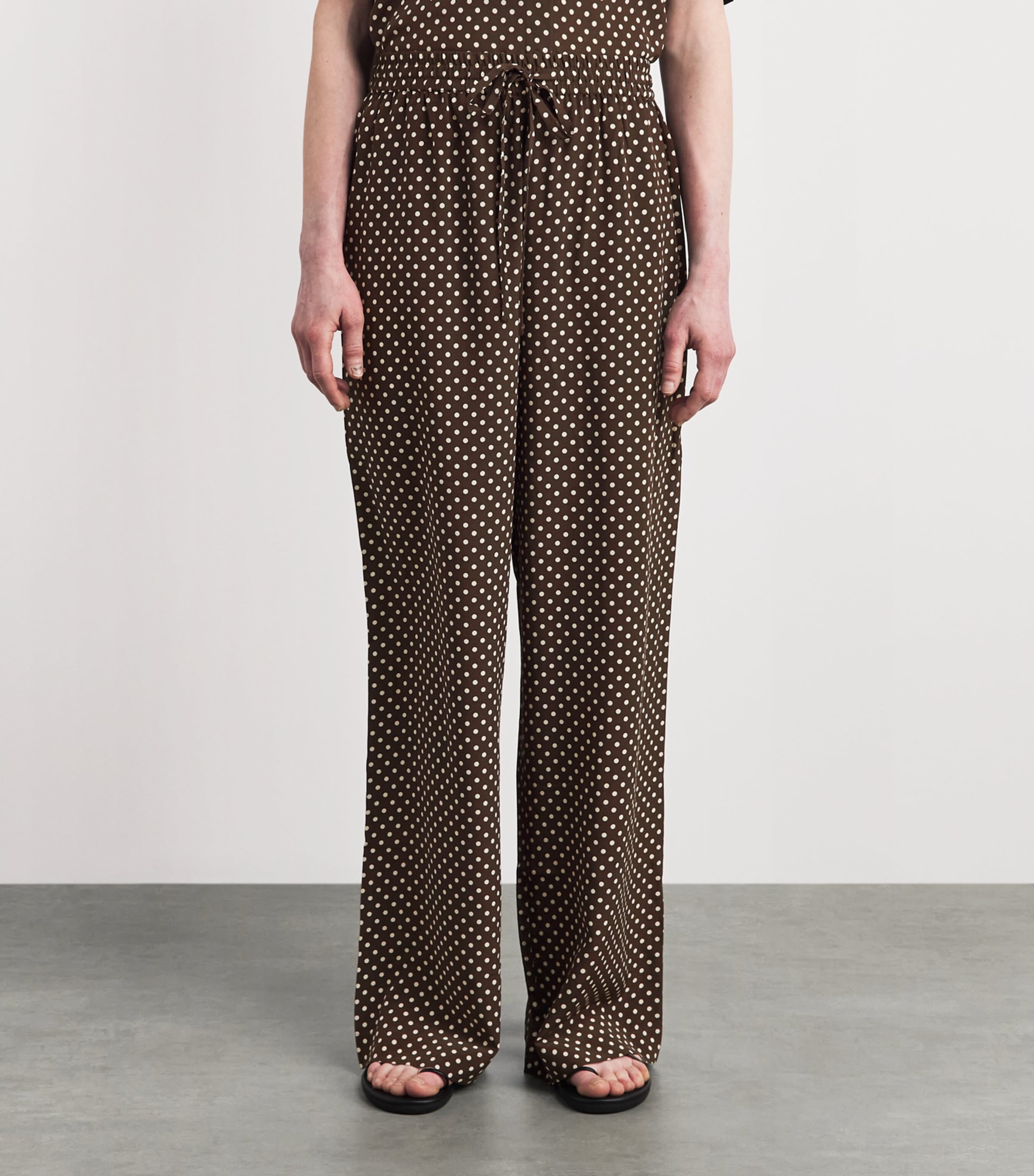 Matteau Womens Silk Wide-Leg Trousers Plka Dot Plk Chc Image 4
