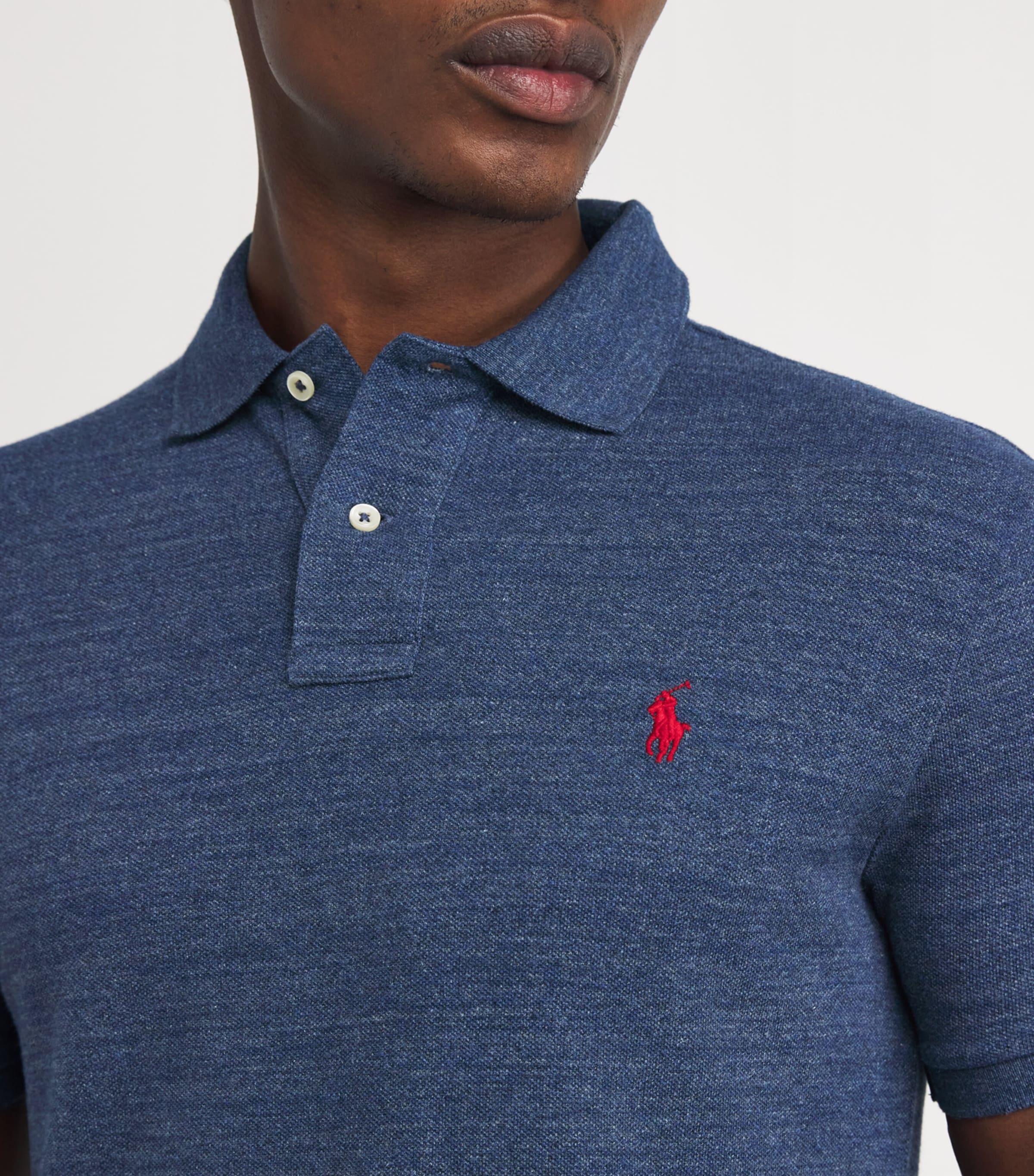 Cotton Mesh Slim-Fit Polo Shirt ROYAL BLUE HEATHER Image 6