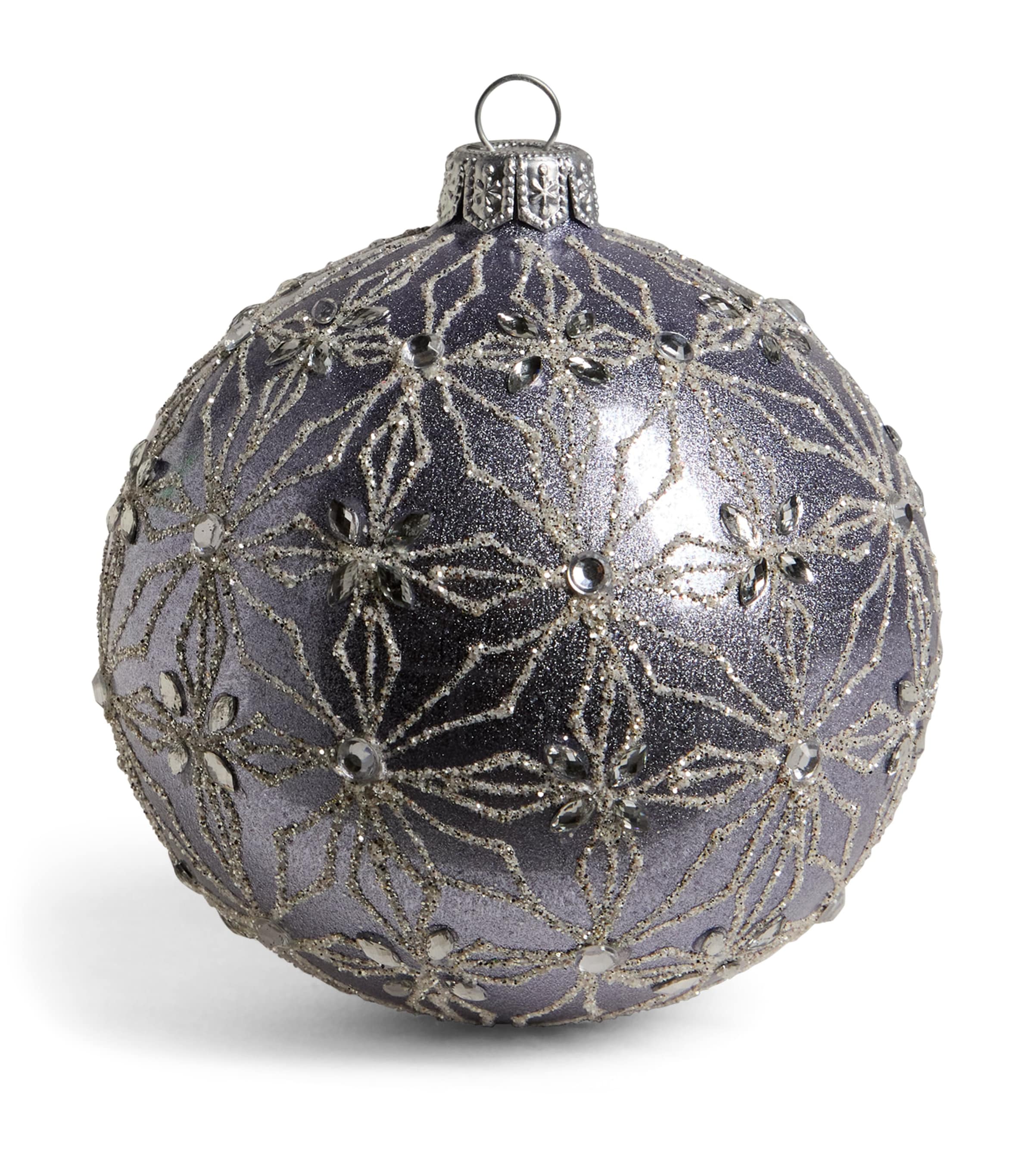 Harrods Glitter Snowflake Bauble Lvendr Mtallic Effct Image 1