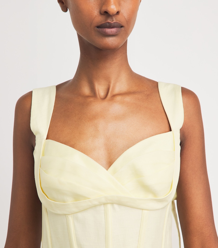 Zimmermann Womens Linen-Silk Belted Midi Dress Lemon Image 3