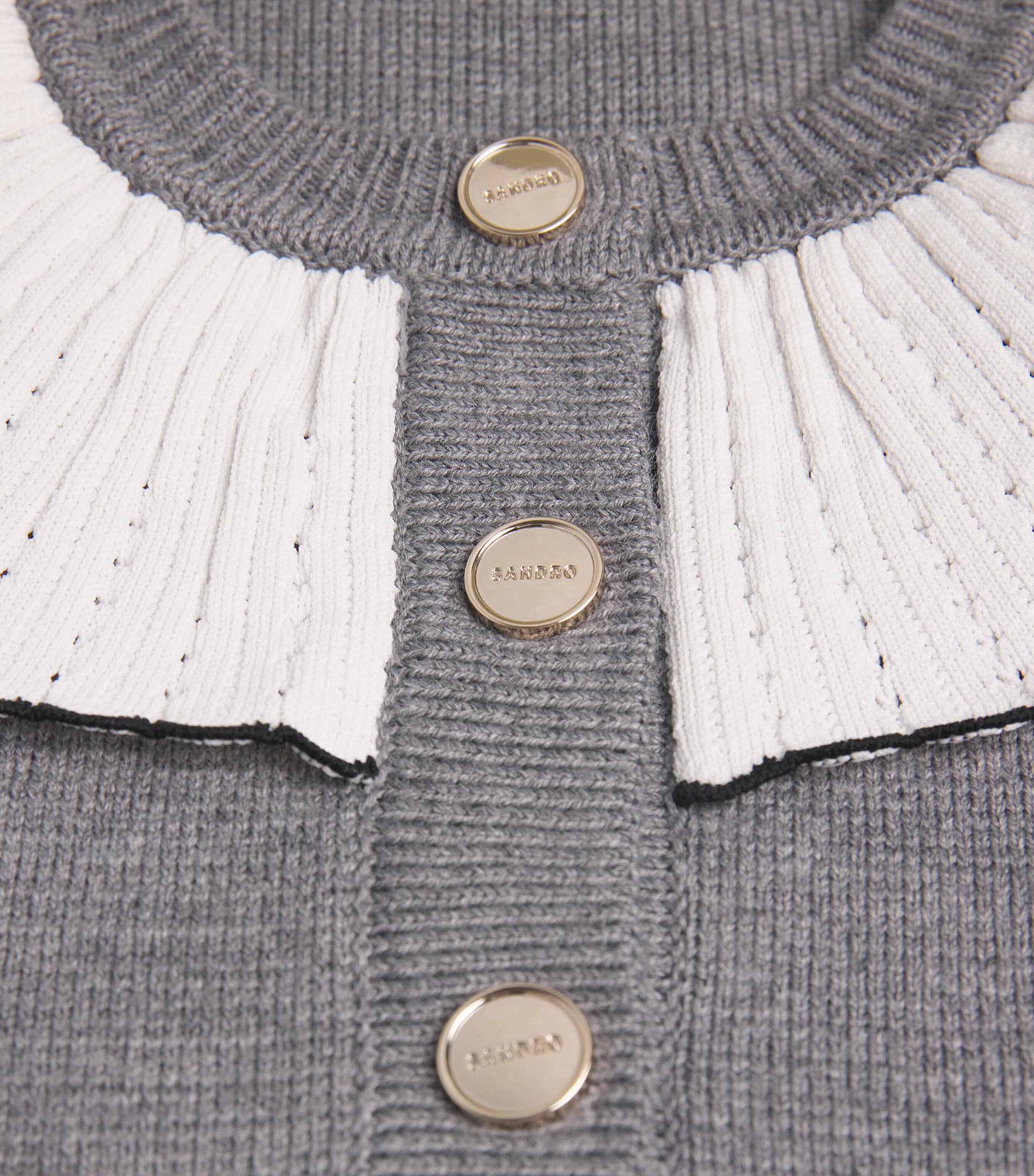 Wool-Blend Ruffle-Collar Cardigan GREY Image 5
