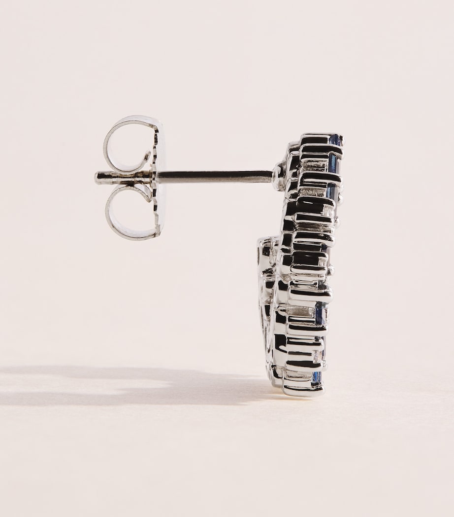 Suzanne Kalan White Gold, Diamond and Blue Sapphire Frenzy Hoop Earrings Wg/db Image 3