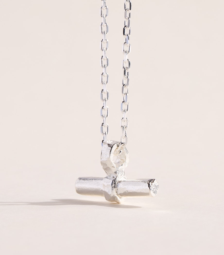 THE OUZE Sterling Silver T-Bar Necklace Silver Image 1