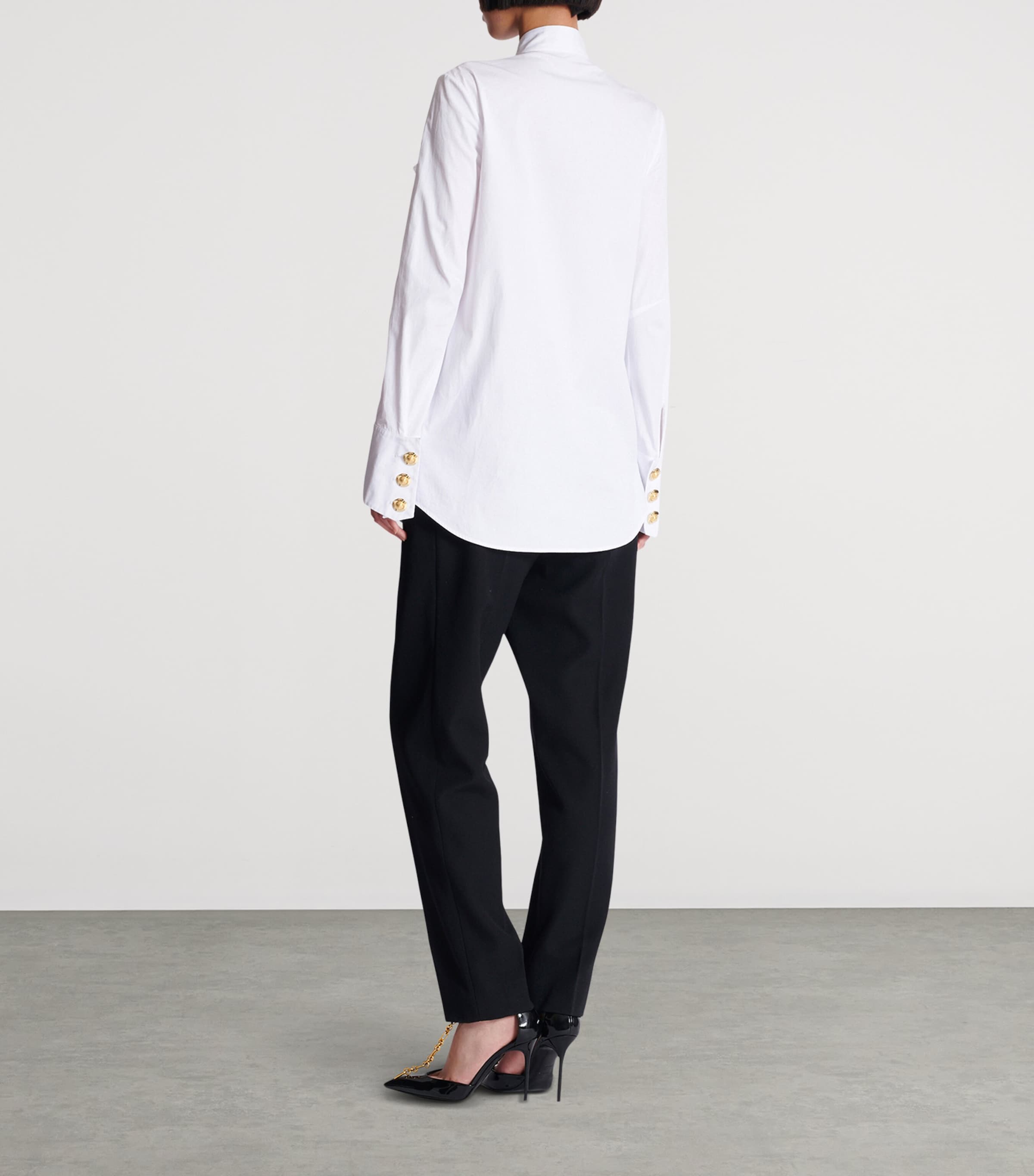 Cotton Poplin Ruffled Shirt 0FA BLANC Image 7