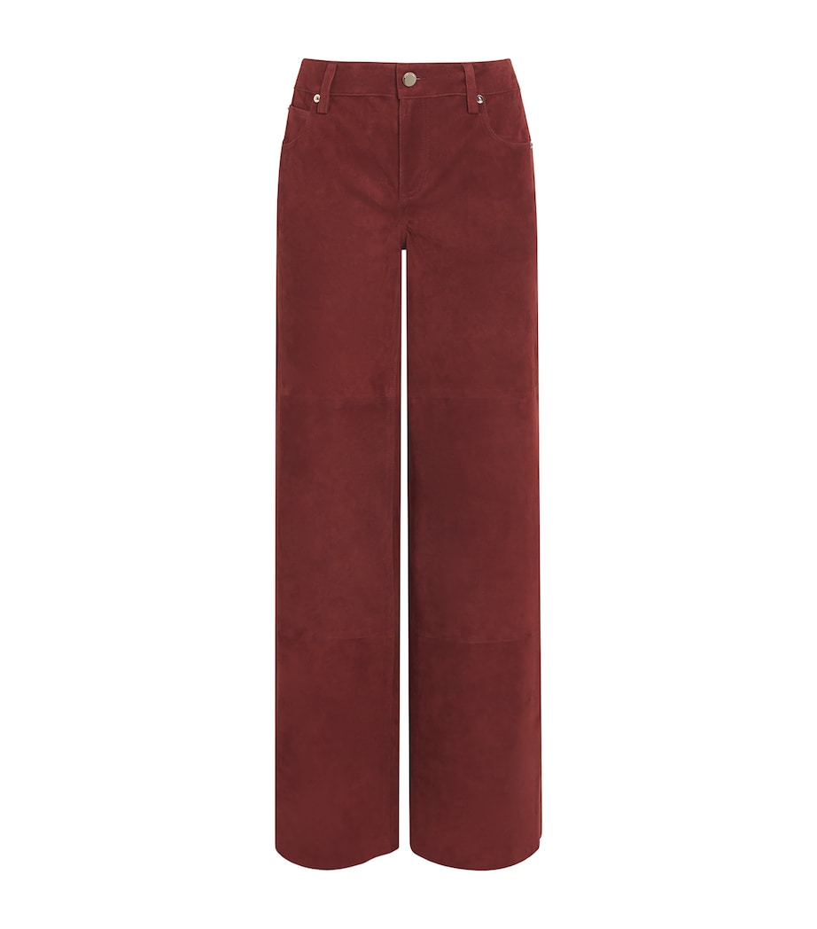Alice+Olivia Womens Wide Amazing Suede Trousers Cognac Image 1
