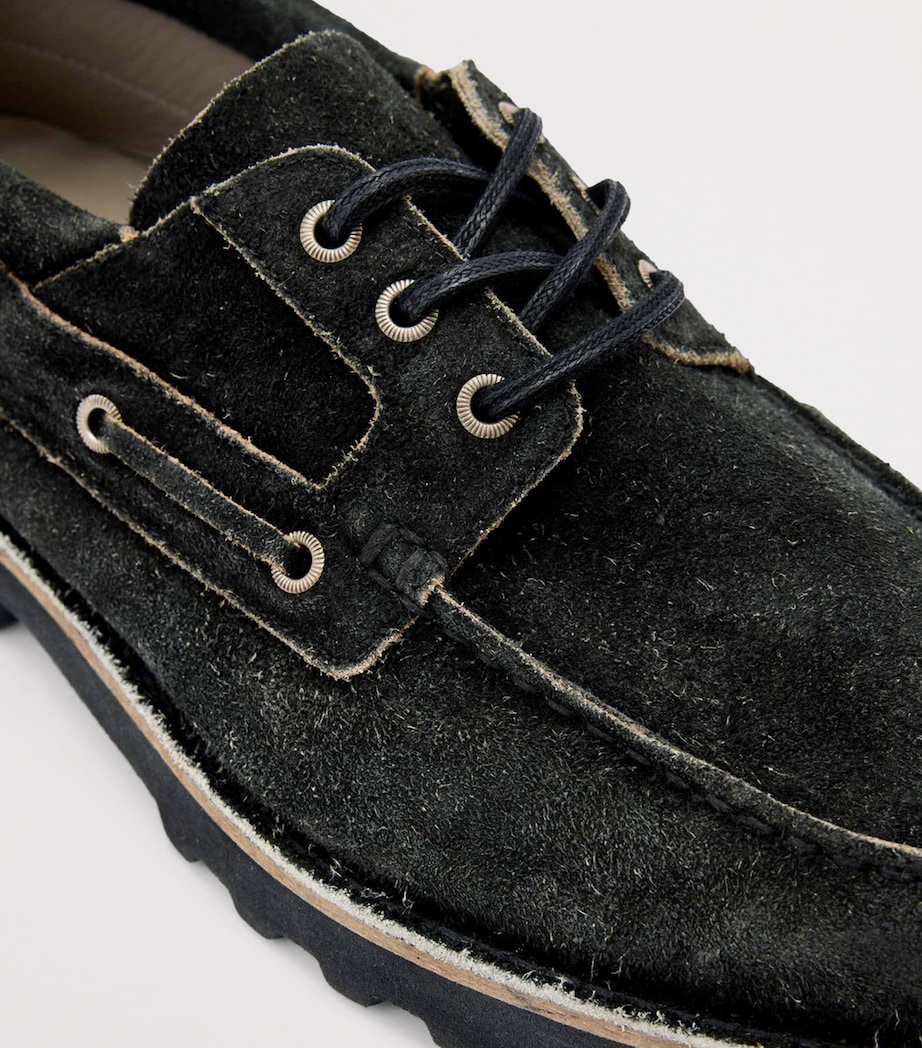 AllSaints Suede Skiff Boat Shoes Charcoal Grey Image 6