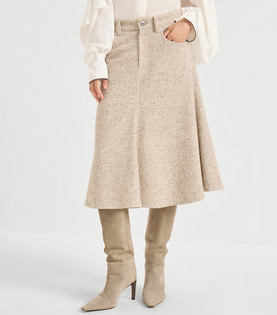 Flecked Virgin Wool-Silk-Blend Midi Skirt C6642 Image 2