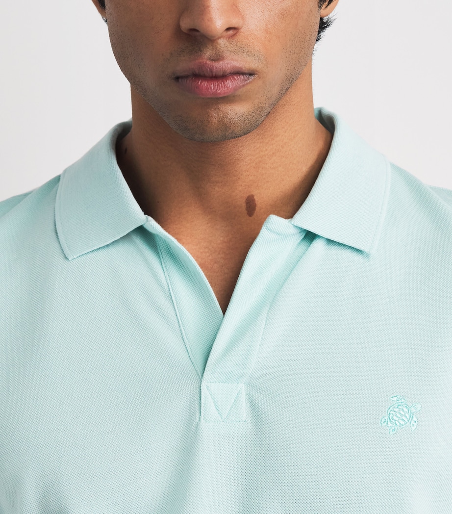 Vilebrequin Mens Organic Cotton Palatin Polo Shirt Pacific Image 3