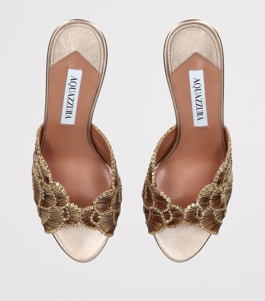 Aquazzura Leather Ce Soir Mules 75 Gold Image 4