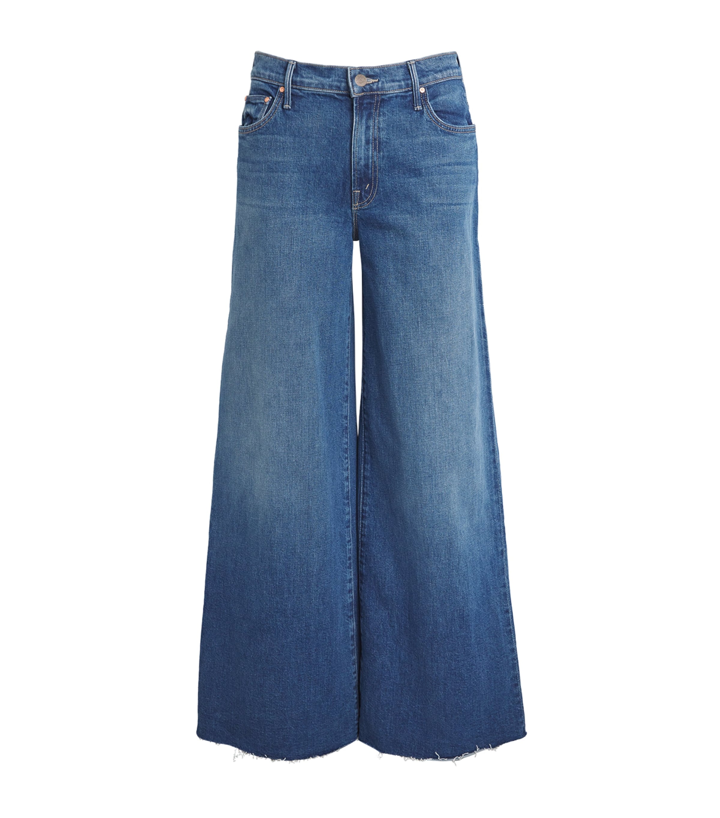 Shop Mother The Swisher Sneak Fray Flare Jeans In Blue