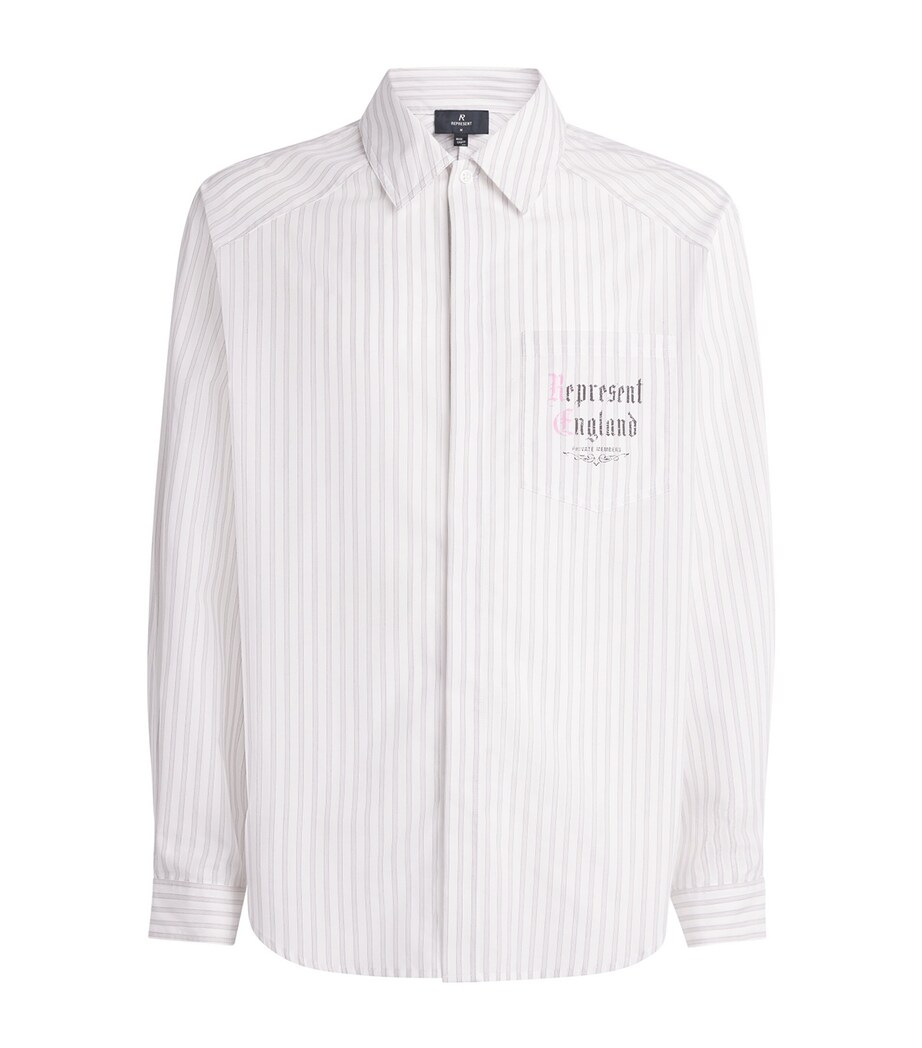 Represent Mens Cotton Pinstripe Shirt Flat White Image 1