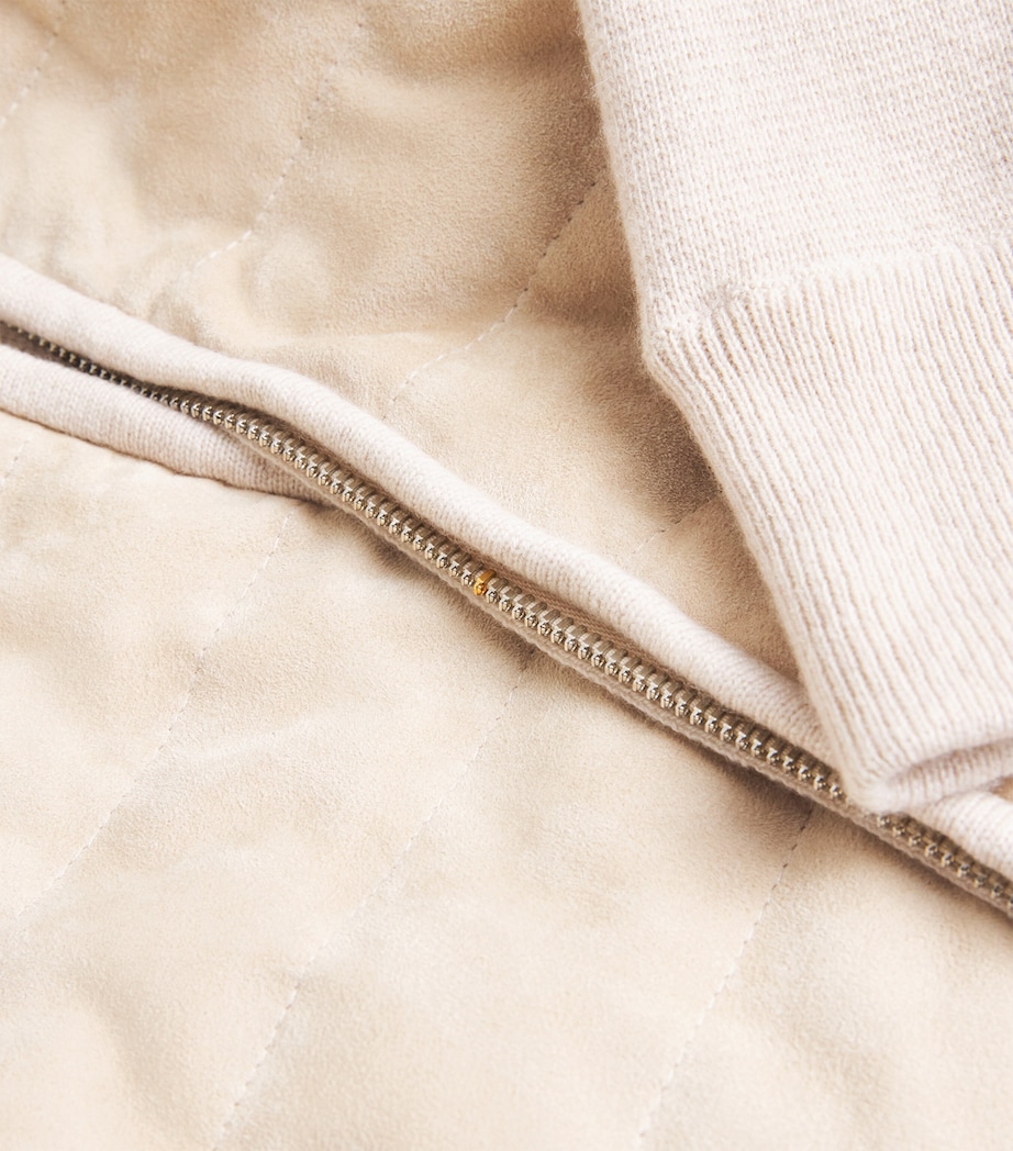 Suede-Trim Cashmere Davos Jacket ECR ECRU Image 5