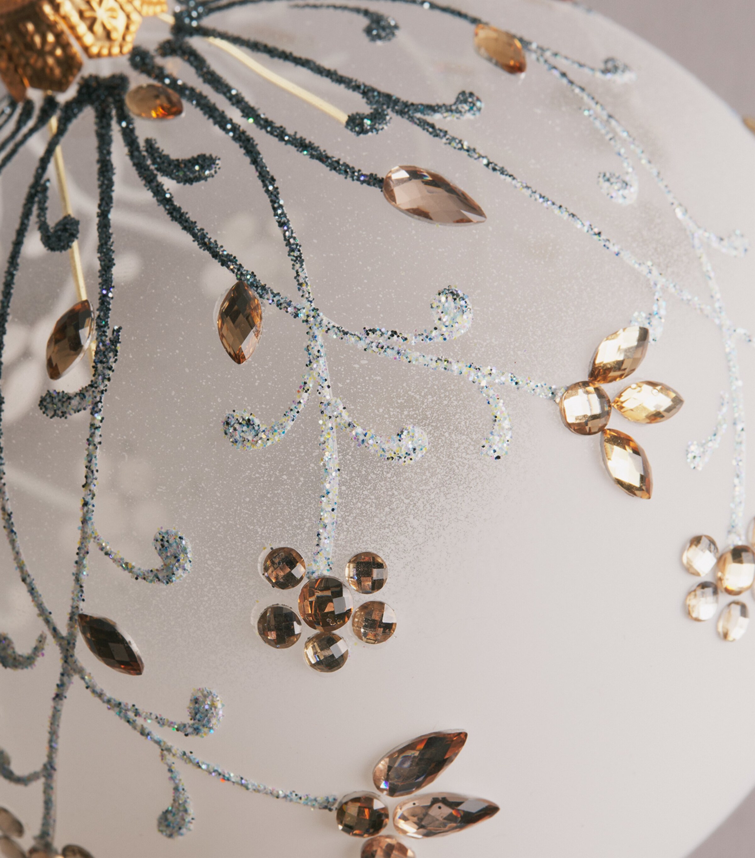 Harrods Glass Crystal-Embellished Bauble Clr Glss + Whte Shde Image 2