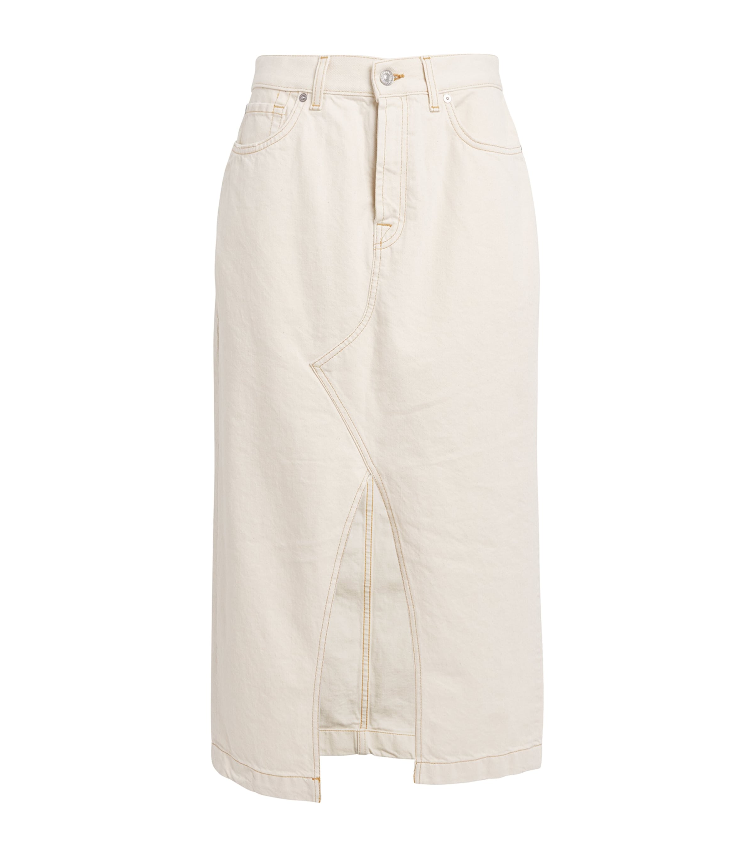 7 For All Mankind Womens Denim Midi Skirt Solitary Star Image 1