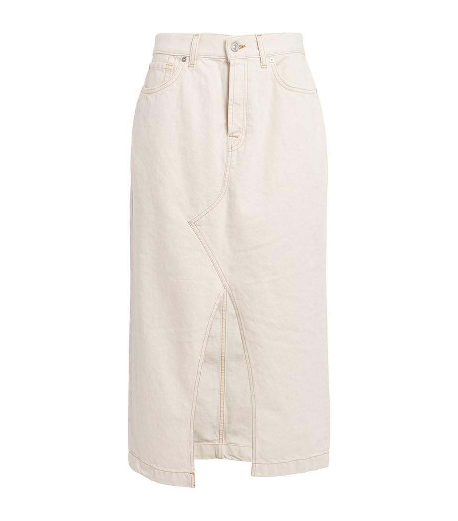 7 For All Mankind Womens Denim Midi Skirt Solitary Star Image 1