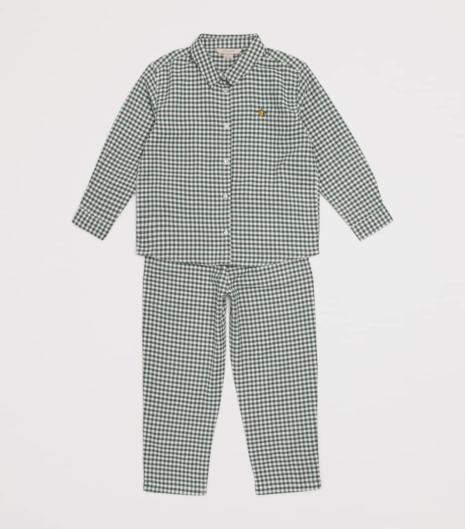 Organic Cotton Check Foret Trousers (5-10 Years) P40022 GREEN CHECK Image 3