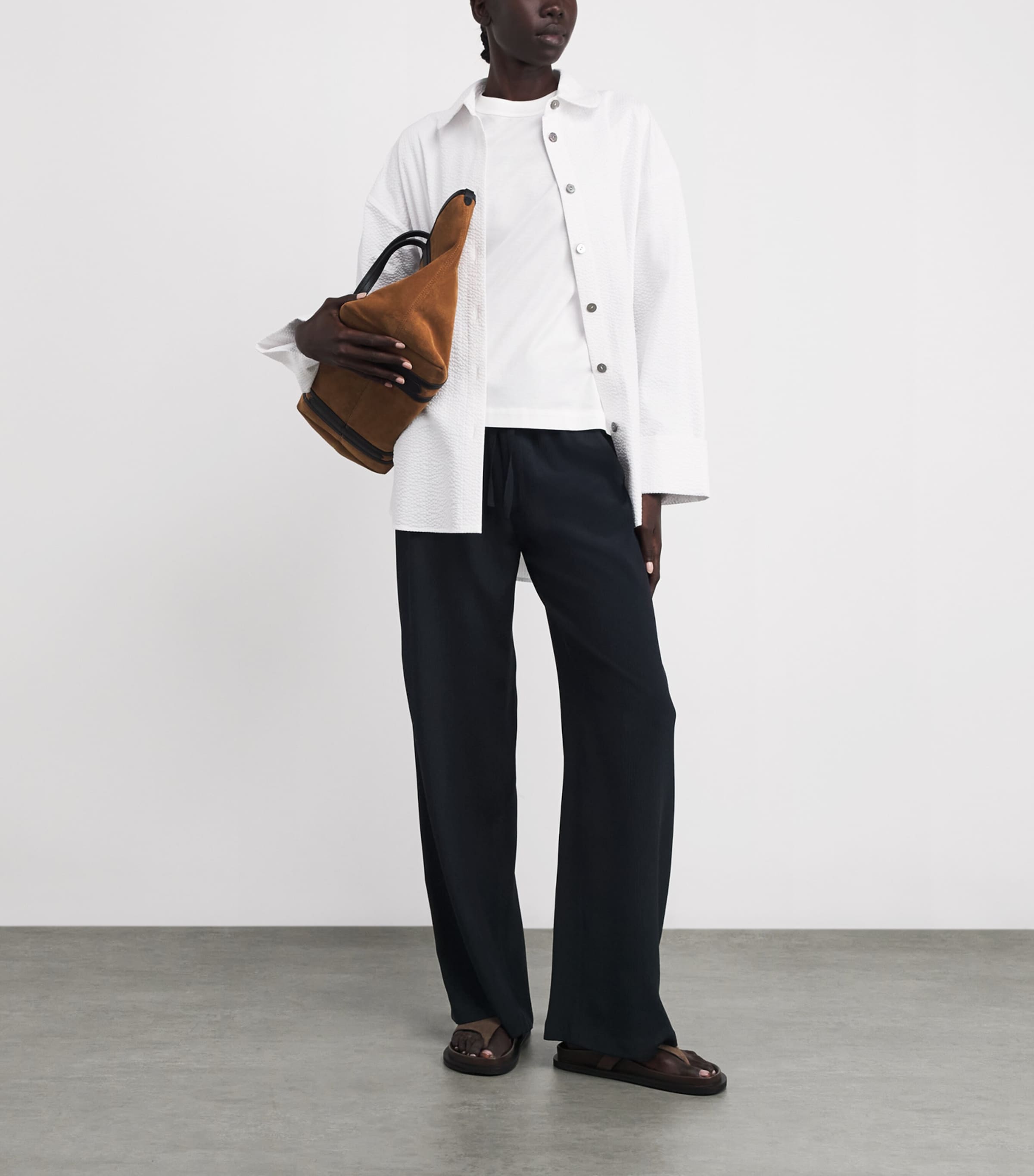 Silk Shirred Trousers DARK NAVY Image 2