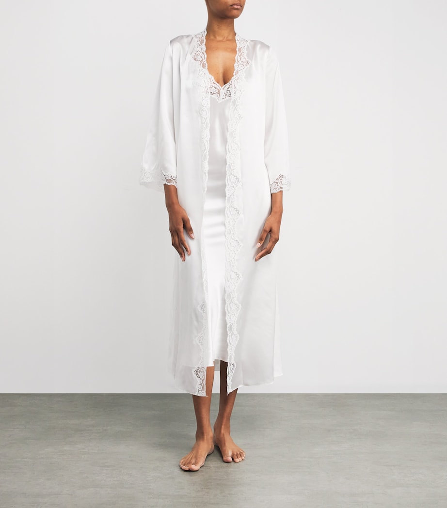 Silk Lace-Trim In My Boudoir Long Robe IVORY Image 4